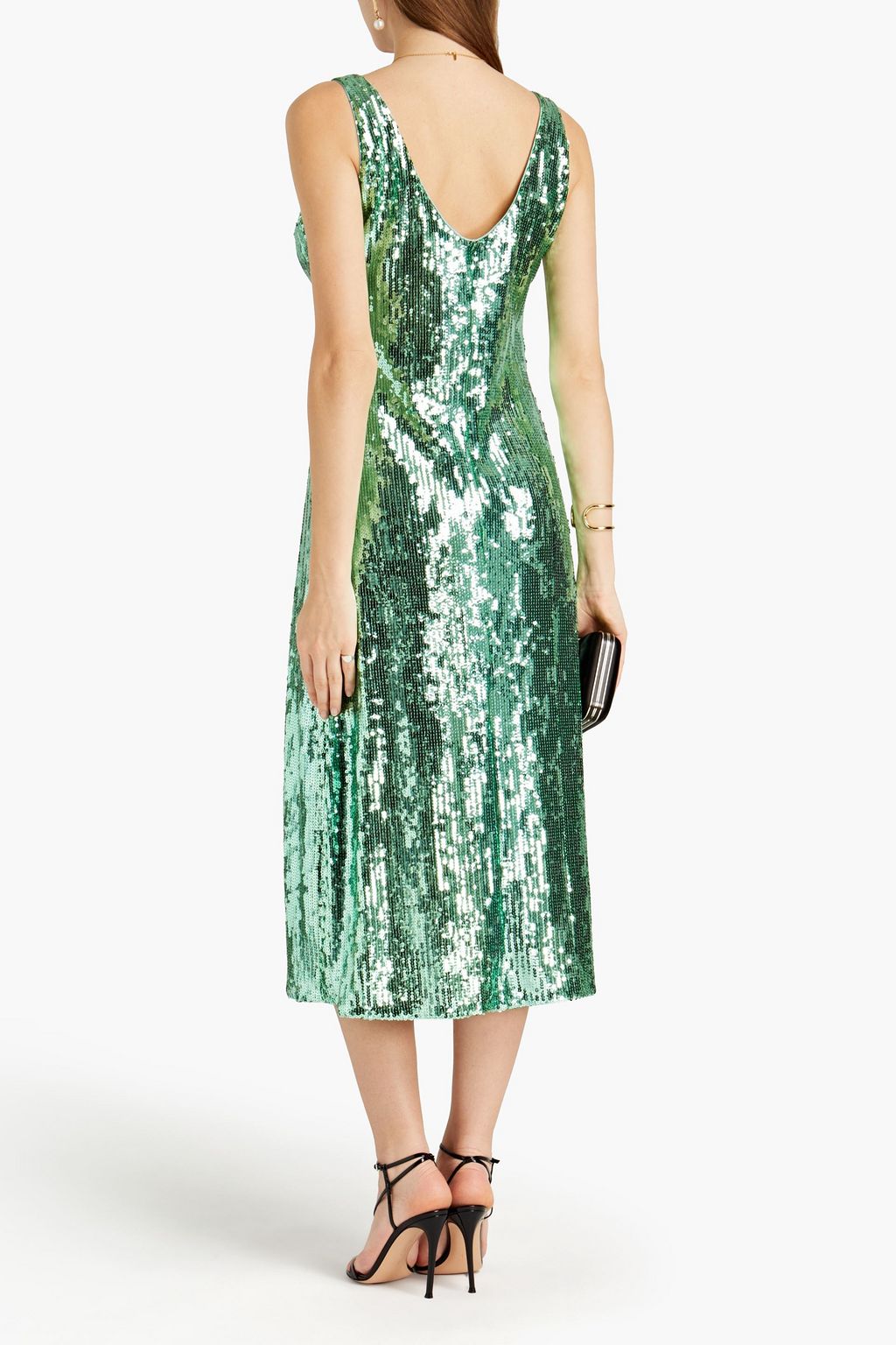 GALVAN  LONDON Sequined mesh midi dress