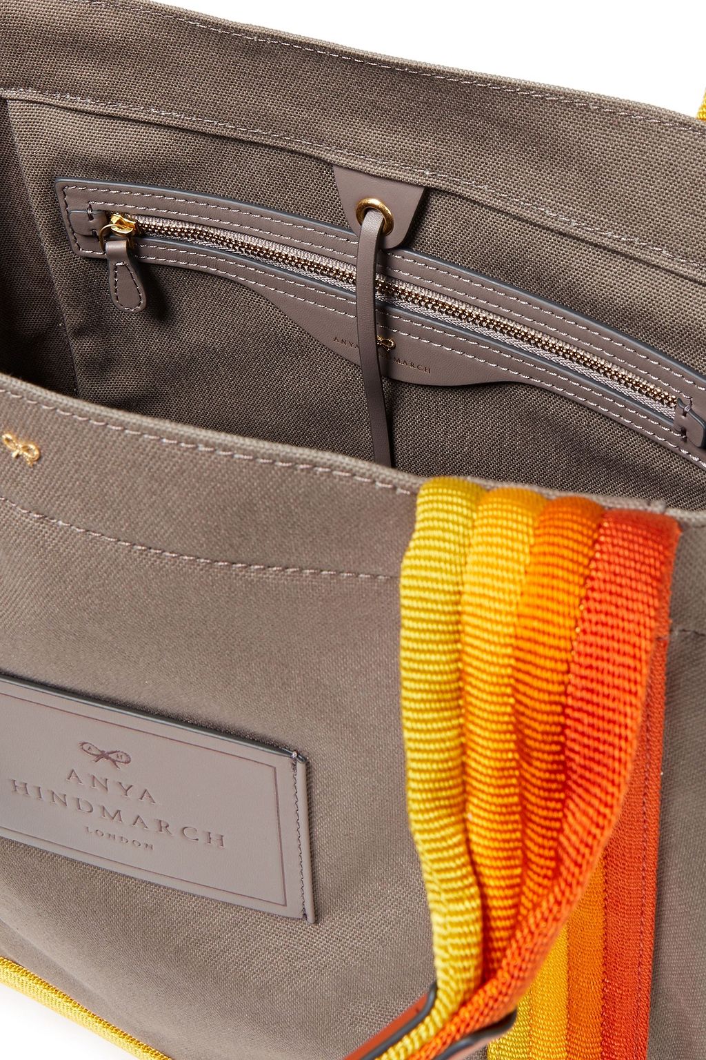 ANYA HINDMARCH Striped cotton-canvas tote