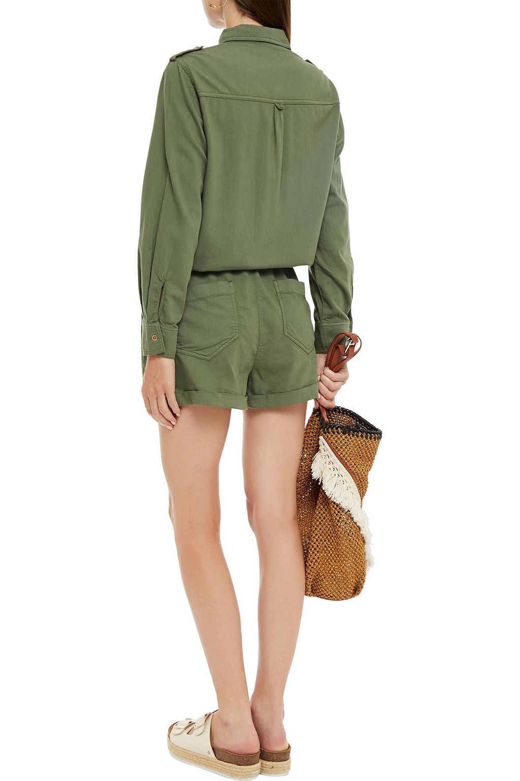 MELISSA ODABASH Honour gathered denim playsuit
