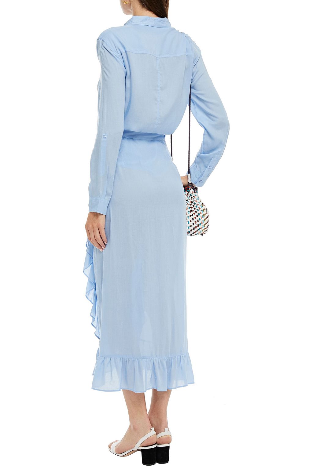 MELISSA ODABASH Danni ruffled voile midi wrap skirt