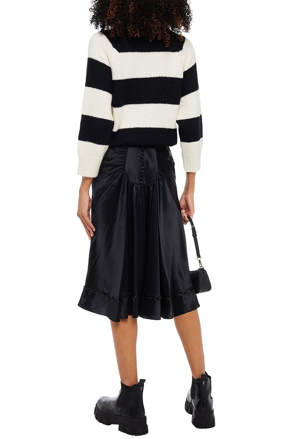 MARC JACOBS Bead-embellished silk-satin midi skirt