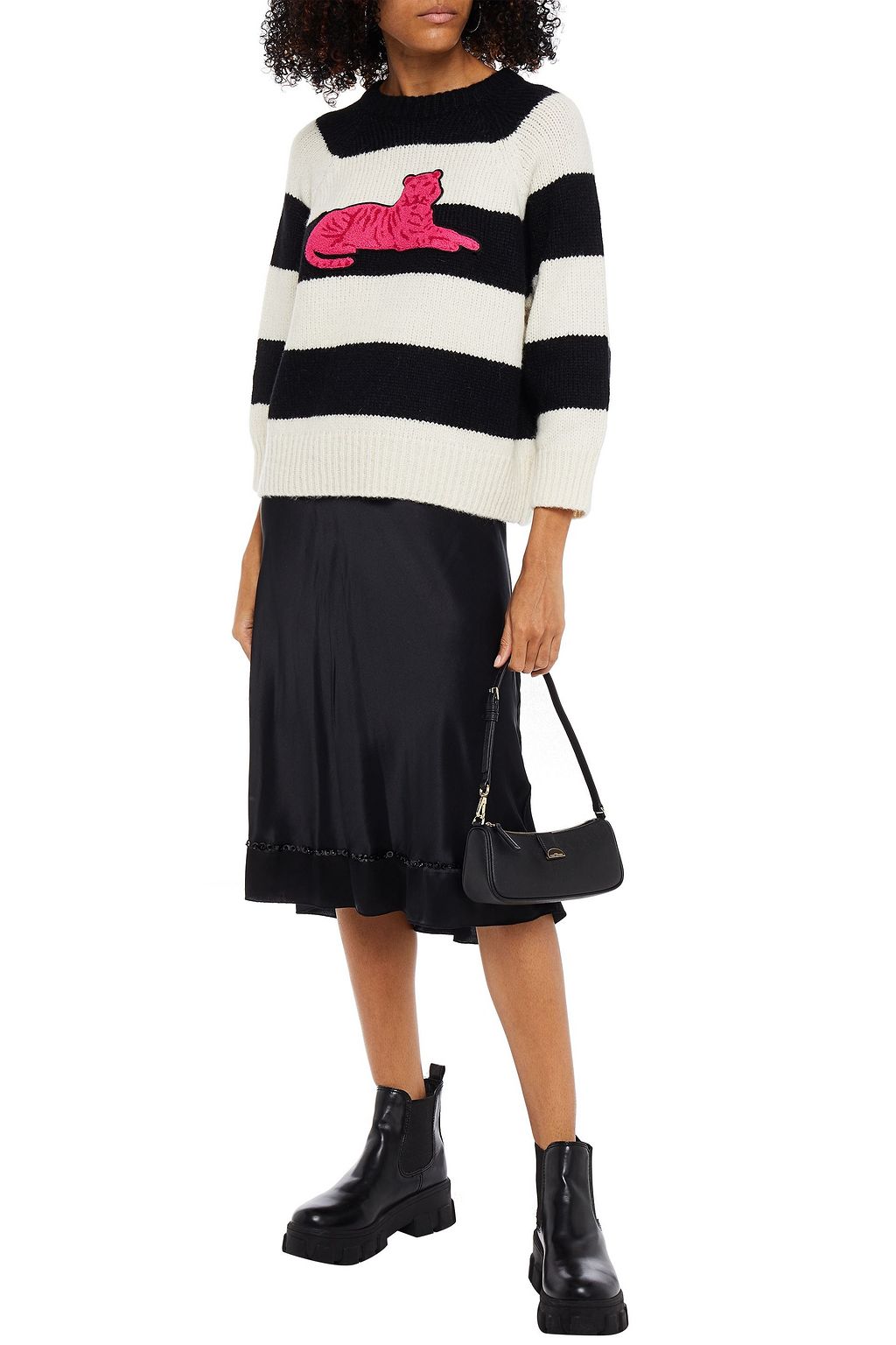 MARC JACOBS Bead-embellished silk-satin midi skirt