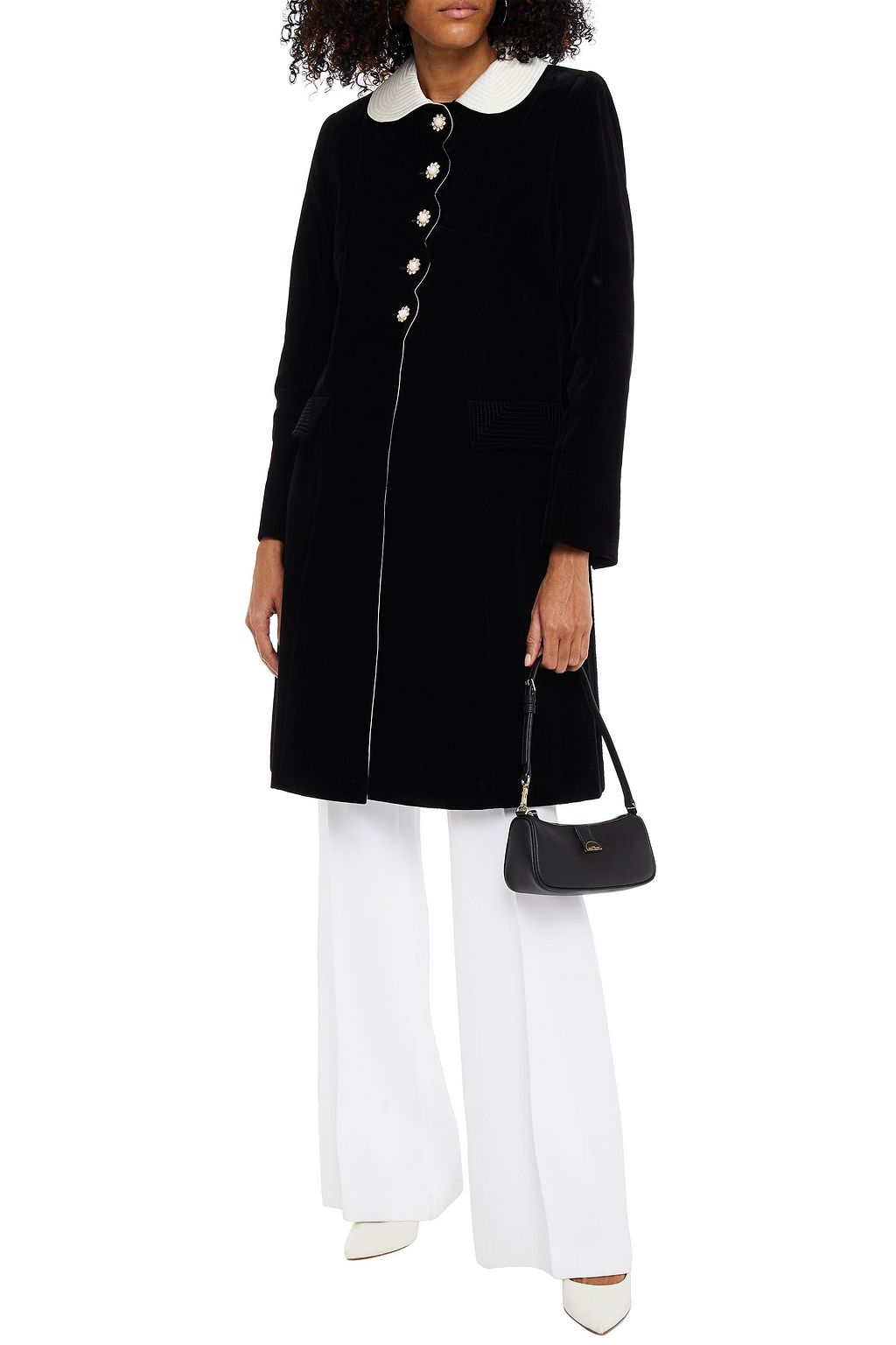 THE MARC JACOBS Belted embellished flocked cotton coat