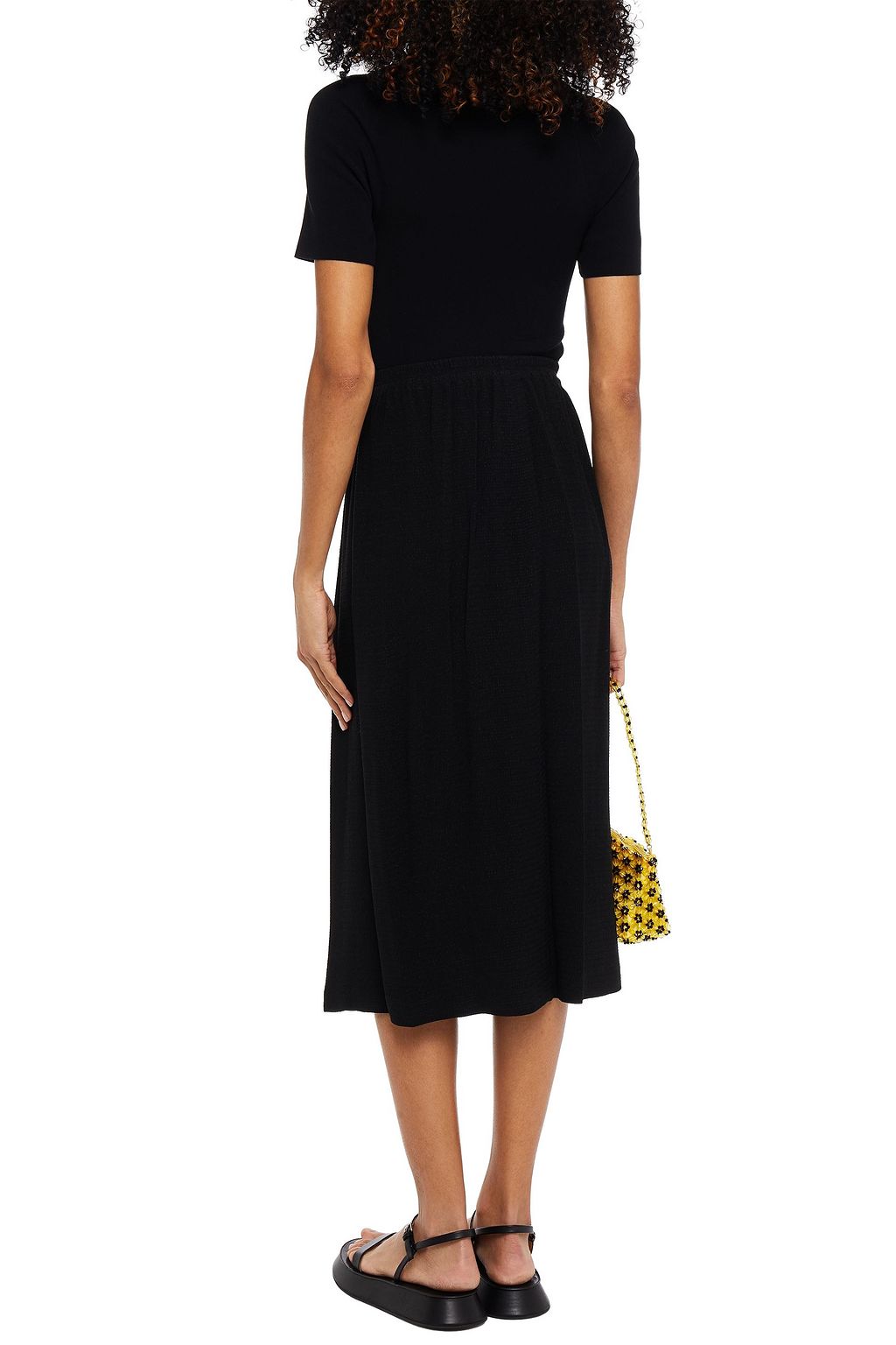 MARC JACOBS Snap-detailed seersucker midi skirt