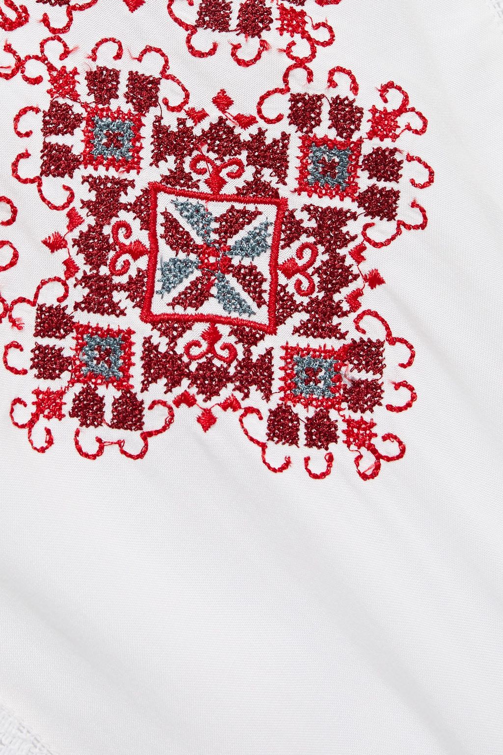 MELISSA ODABASH Immy embroidered gathered woven mini dress