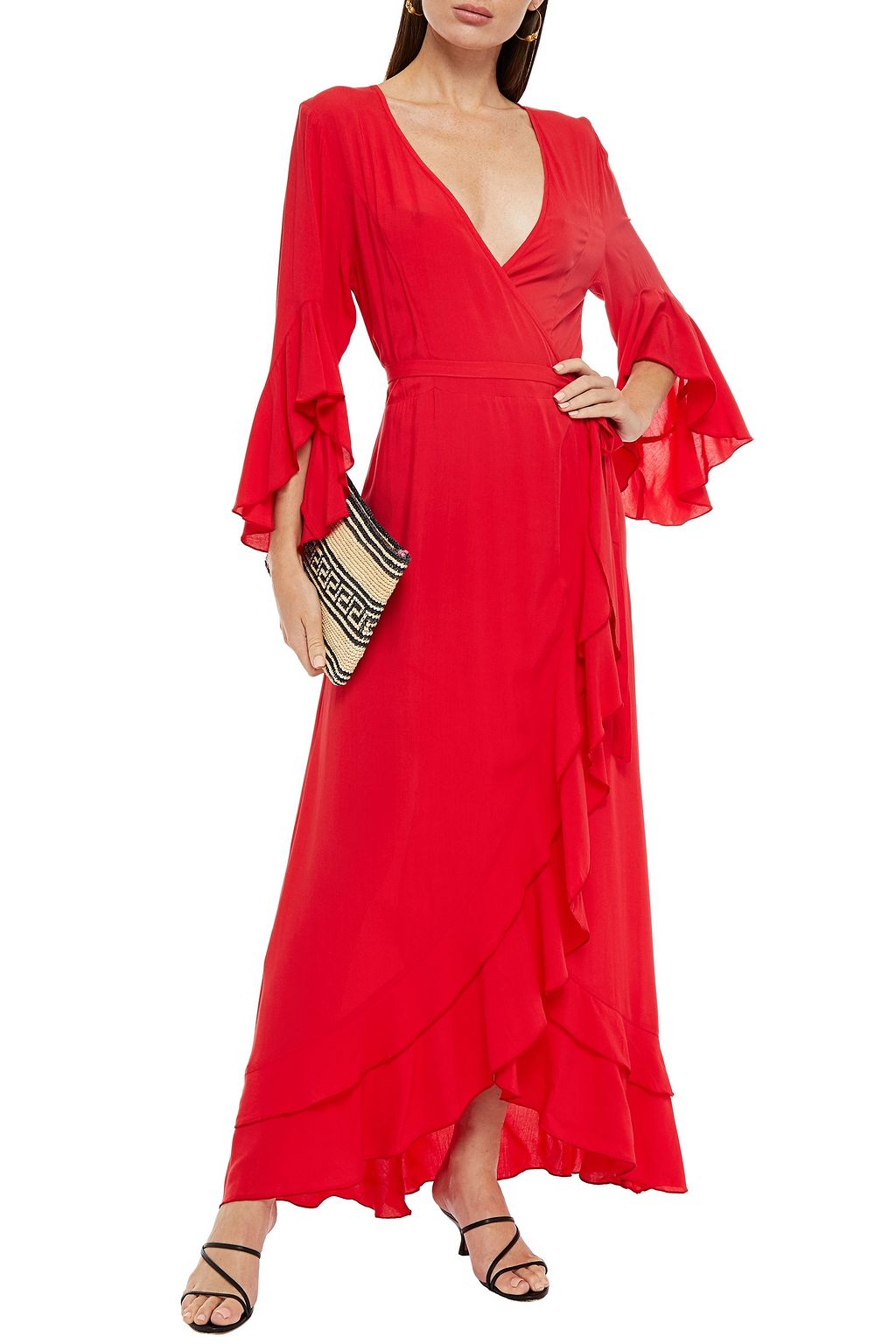 MELISSA ODABASH Cheryl ruffled voile maxi wrap dress