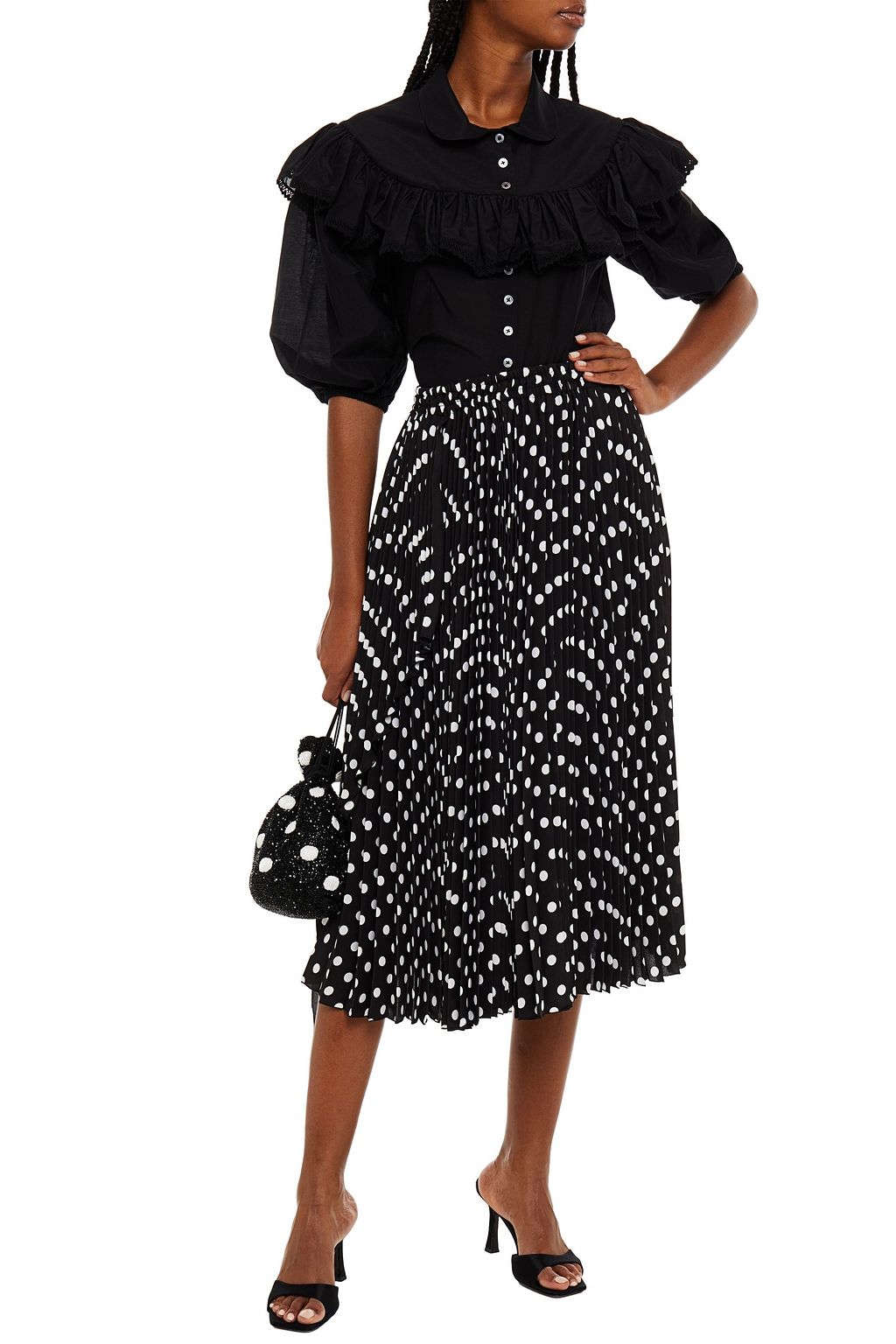 MARC JACOBS Ruffled cotton and silk-blend blouse