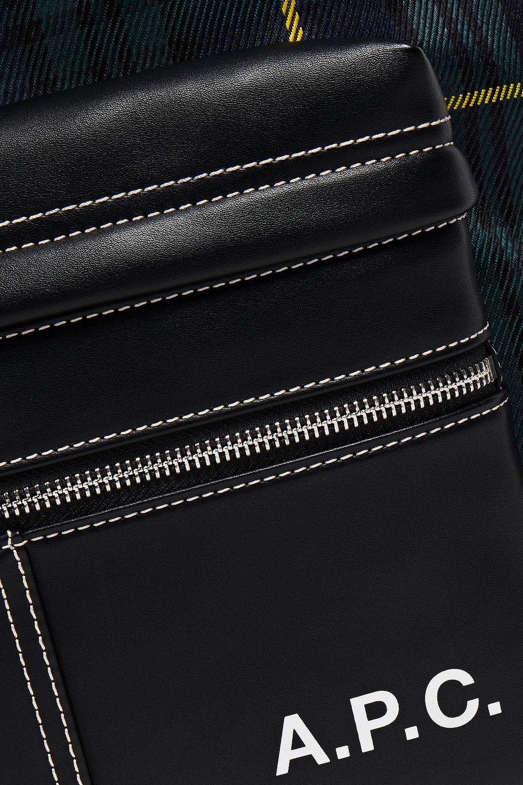 A.P.C. フェイクレザーパネル チェックツイル バックパック