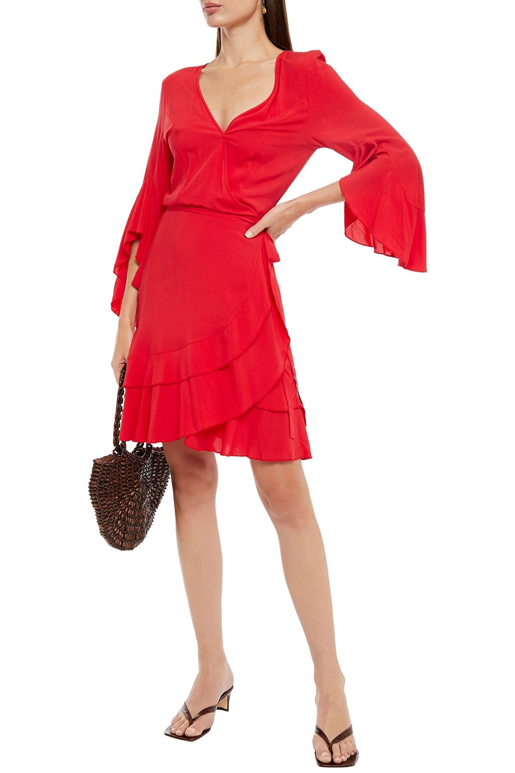 MELISSA ODABASH Kirsty ruffled woven wrap dress