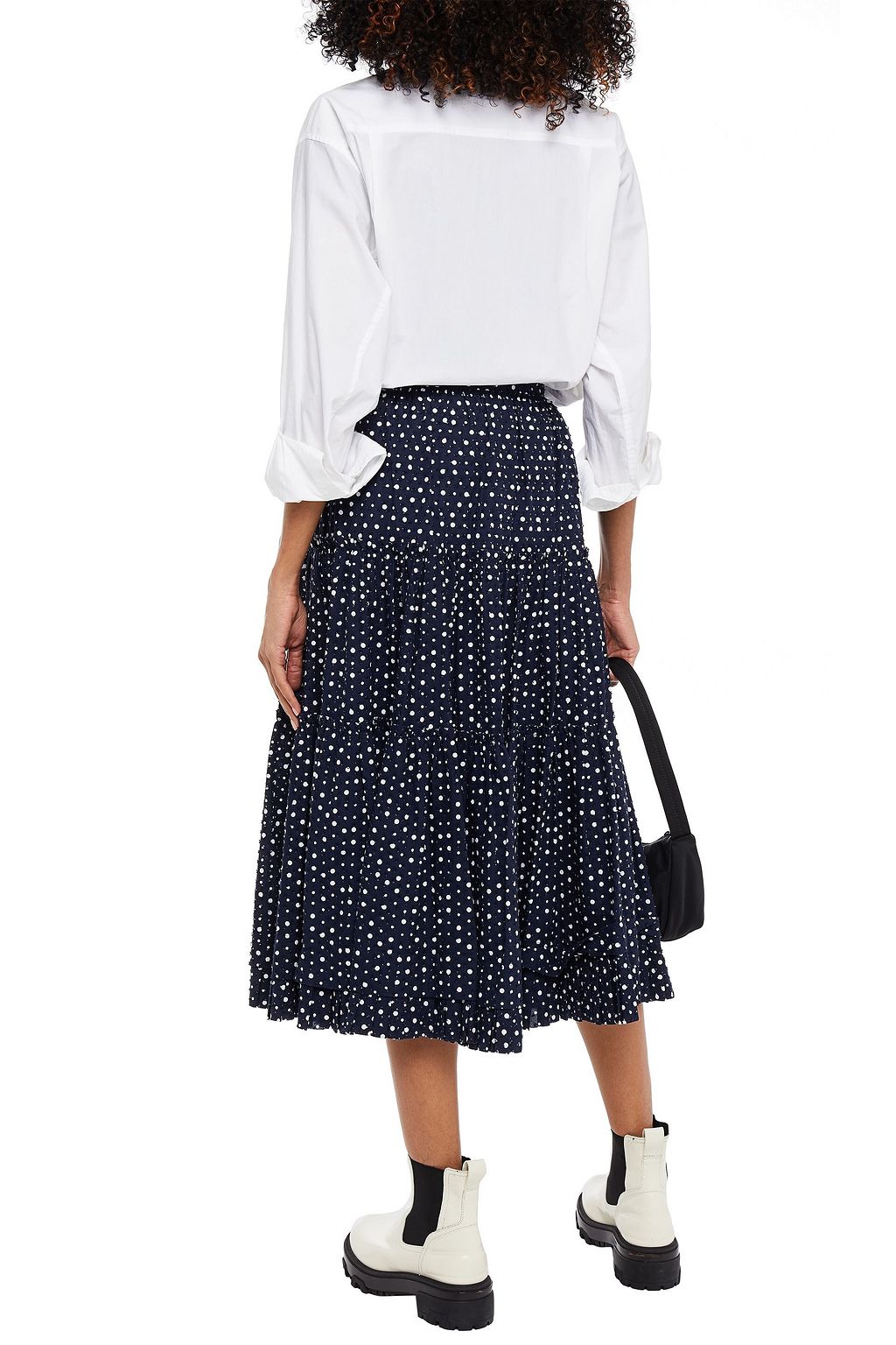 MARC JACOBS Tiered polka-dot Swiss-dot cotton-blend midi skirt