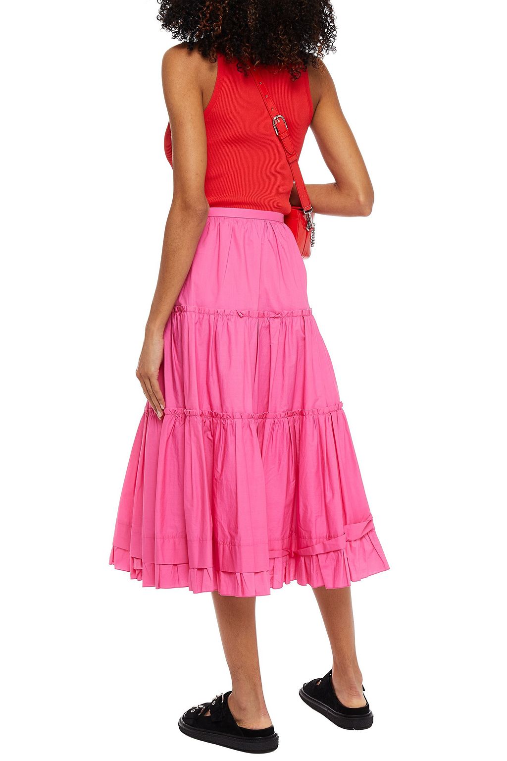 MARC JACOBS Tiered cotton-poplin midi skirt