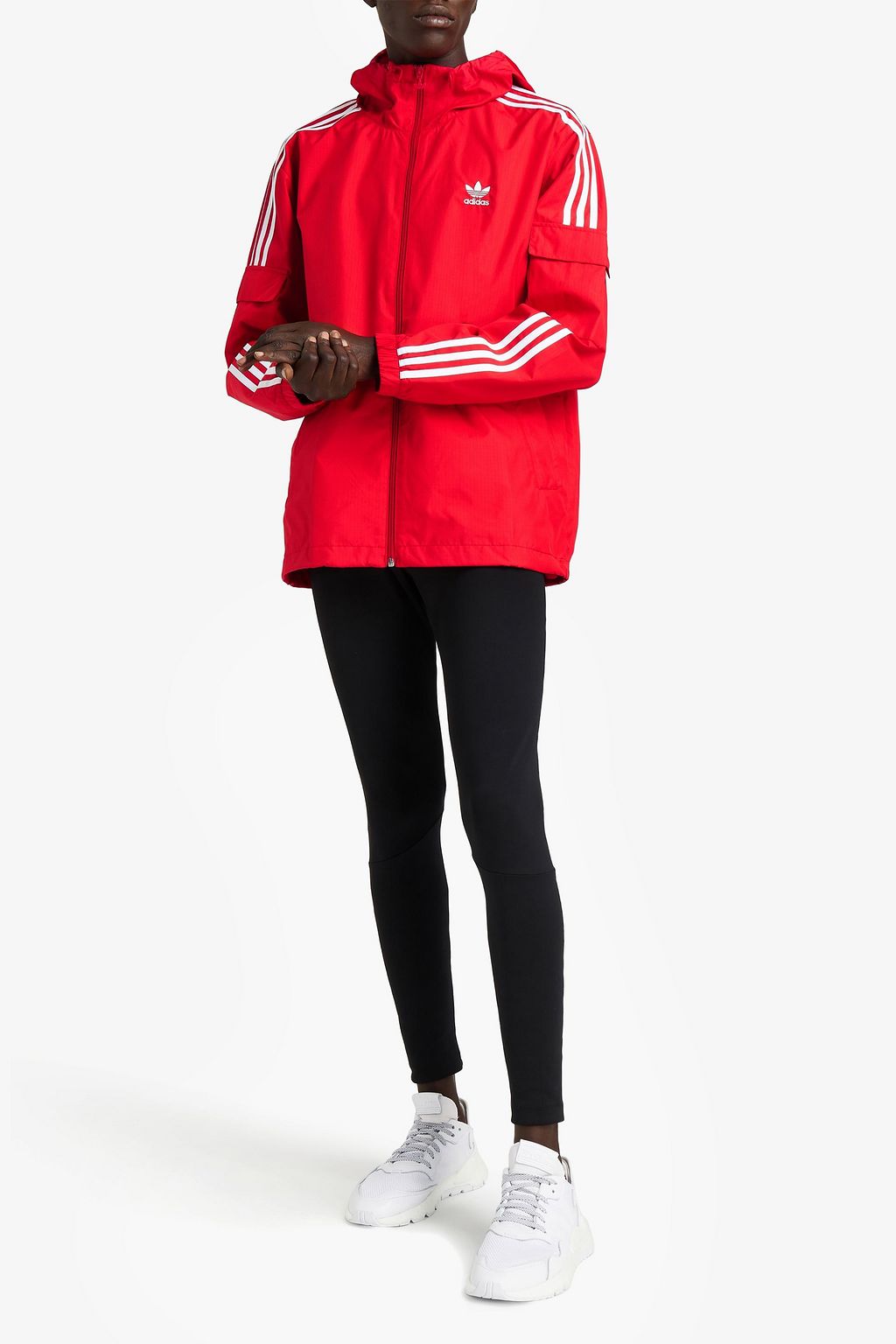 ADIDAS ORIGINALS Striped shell hooded jacket