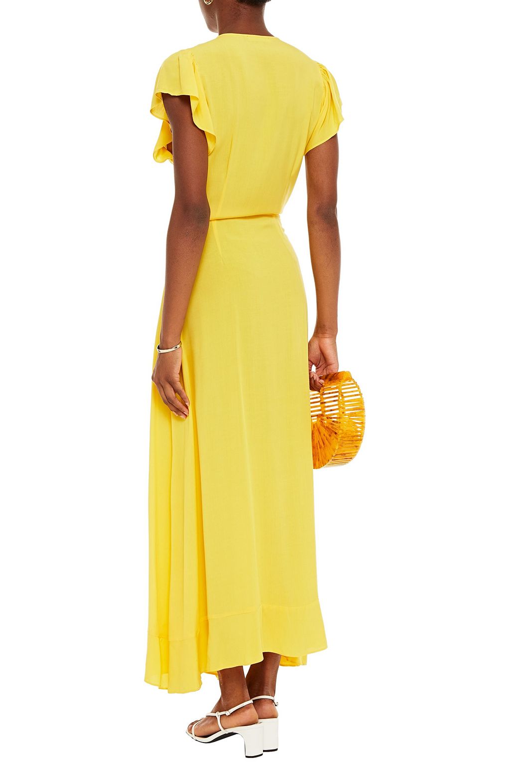 MELISSA ODABASH Brianna ruffled printed voile maxi wrap dress