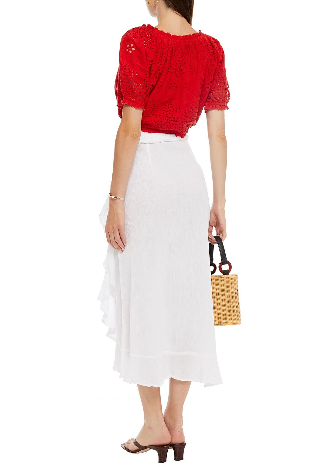 MELISSA ODABASH Frances cropped broderie anglaise cotton top