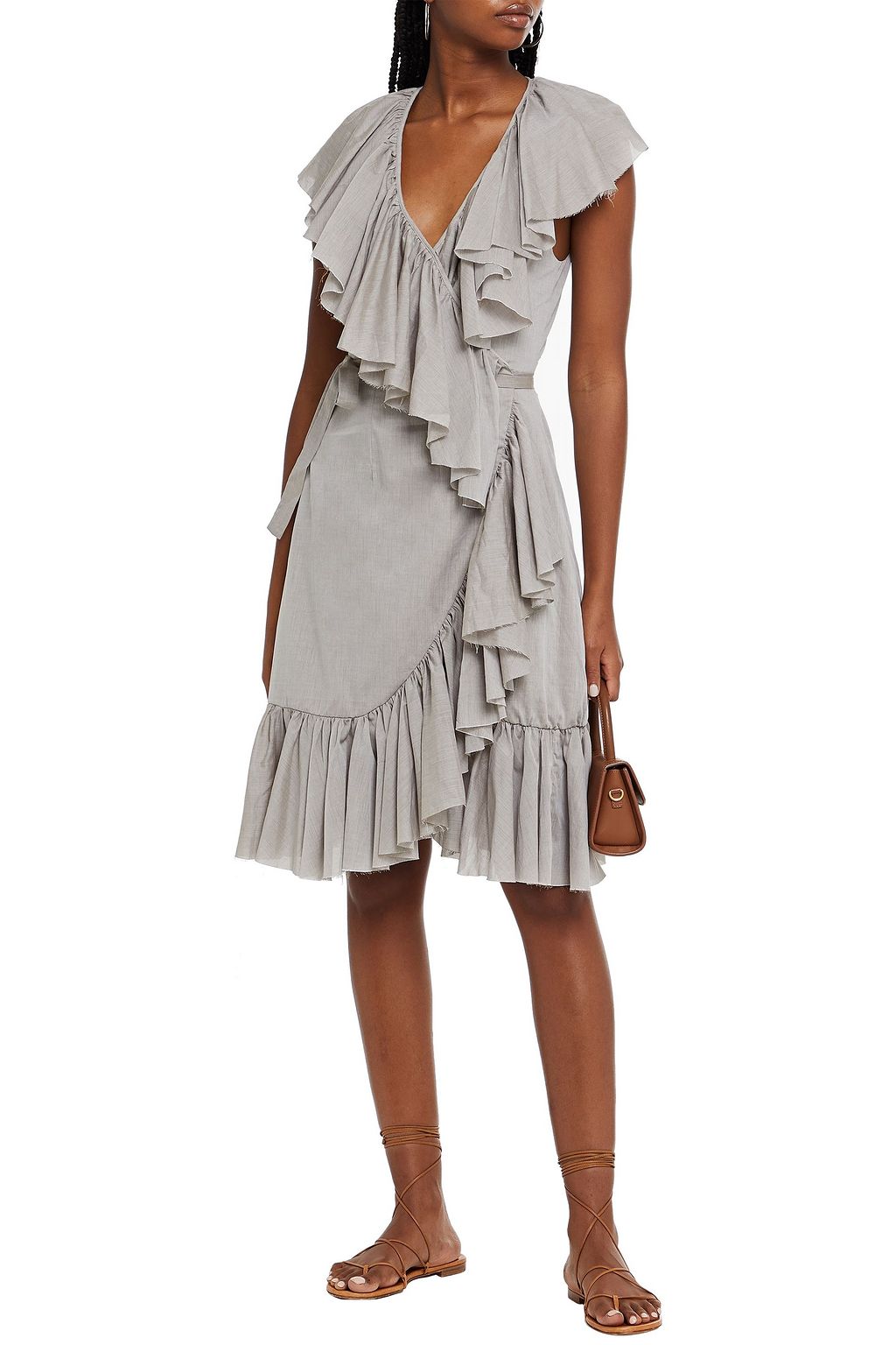 LOUP CHARMANT Callela ruffled cotton wrap dress