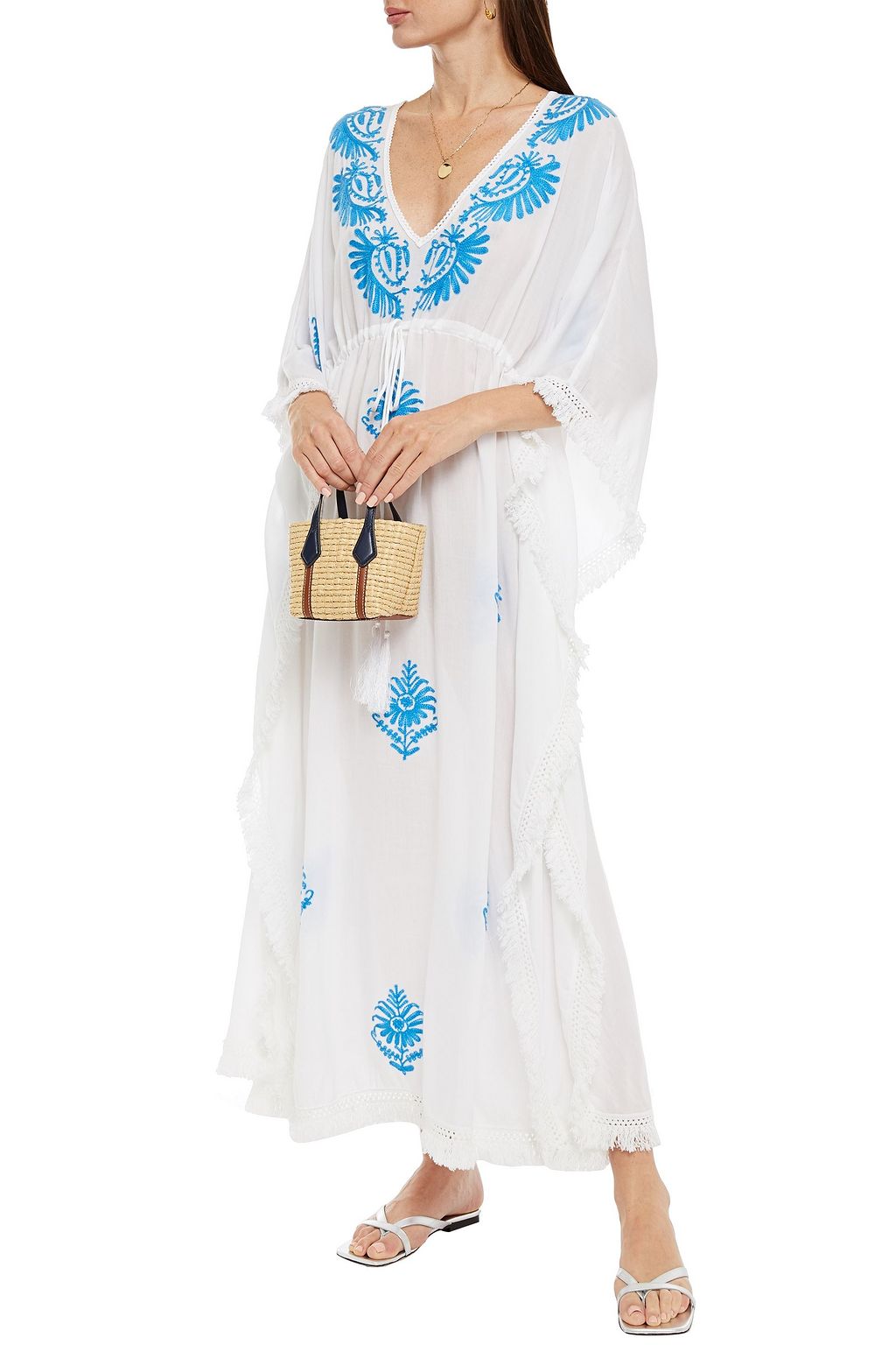 MELISSA ODABASH Safia embroidered voile kaftan