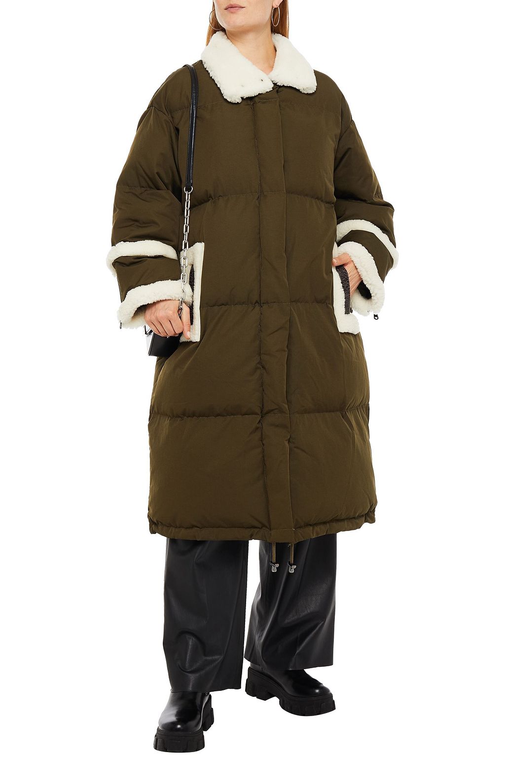 STAND STUDIO Faux shearling-trimmed quilted shell coat