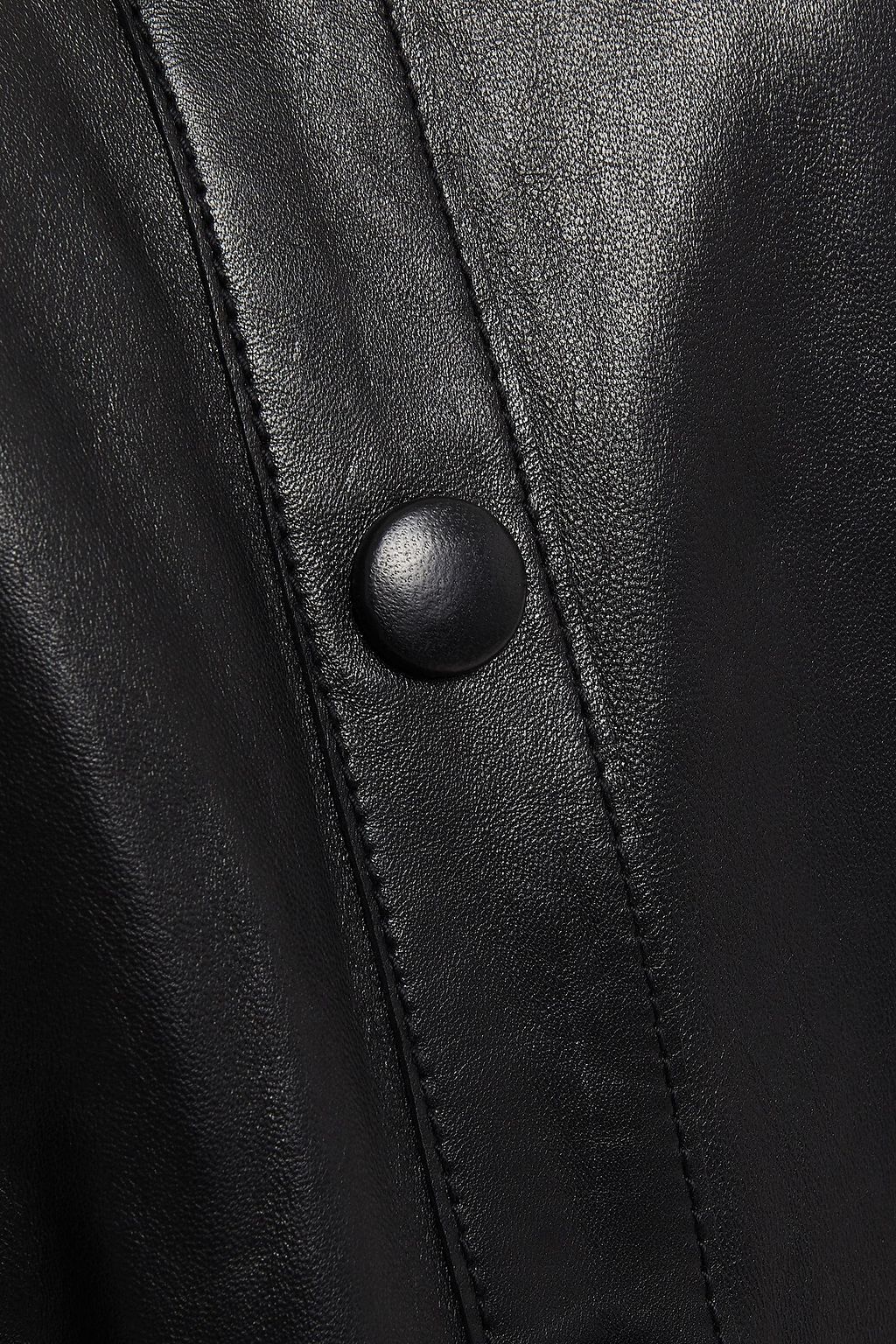 STAND STUDIO Oversized gathered leather midi shirt dress