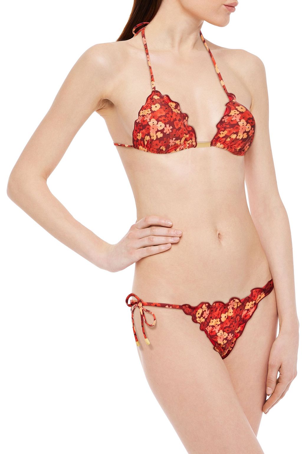 VIX PAULA HERMANNY Ruffled floral-print low-rise bikini briefs