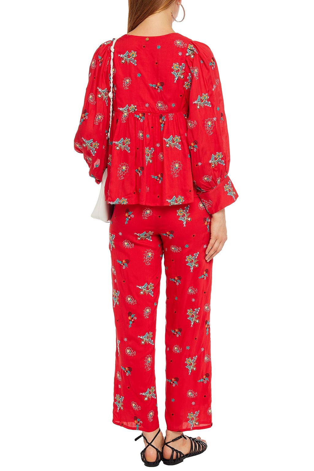 ANTIK BATIK Houla embroidered voile straight-leg pants