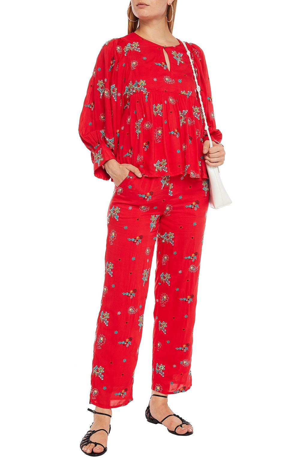 ANTIK BATIK Houla embroidered voile straight-leg pants