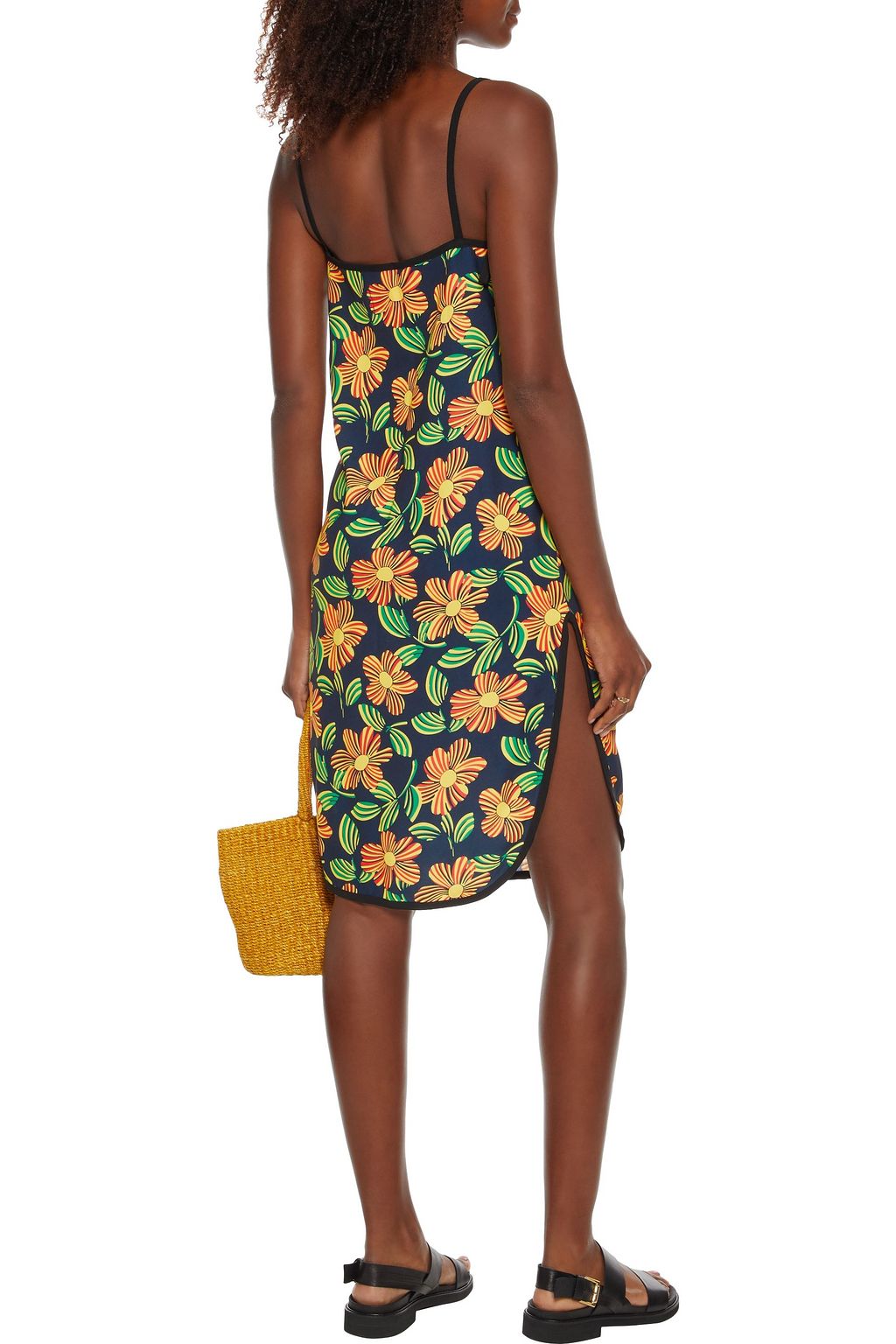 SOLID & STRIPED The Disco tie-detailed floral-print crepe de chine dress
