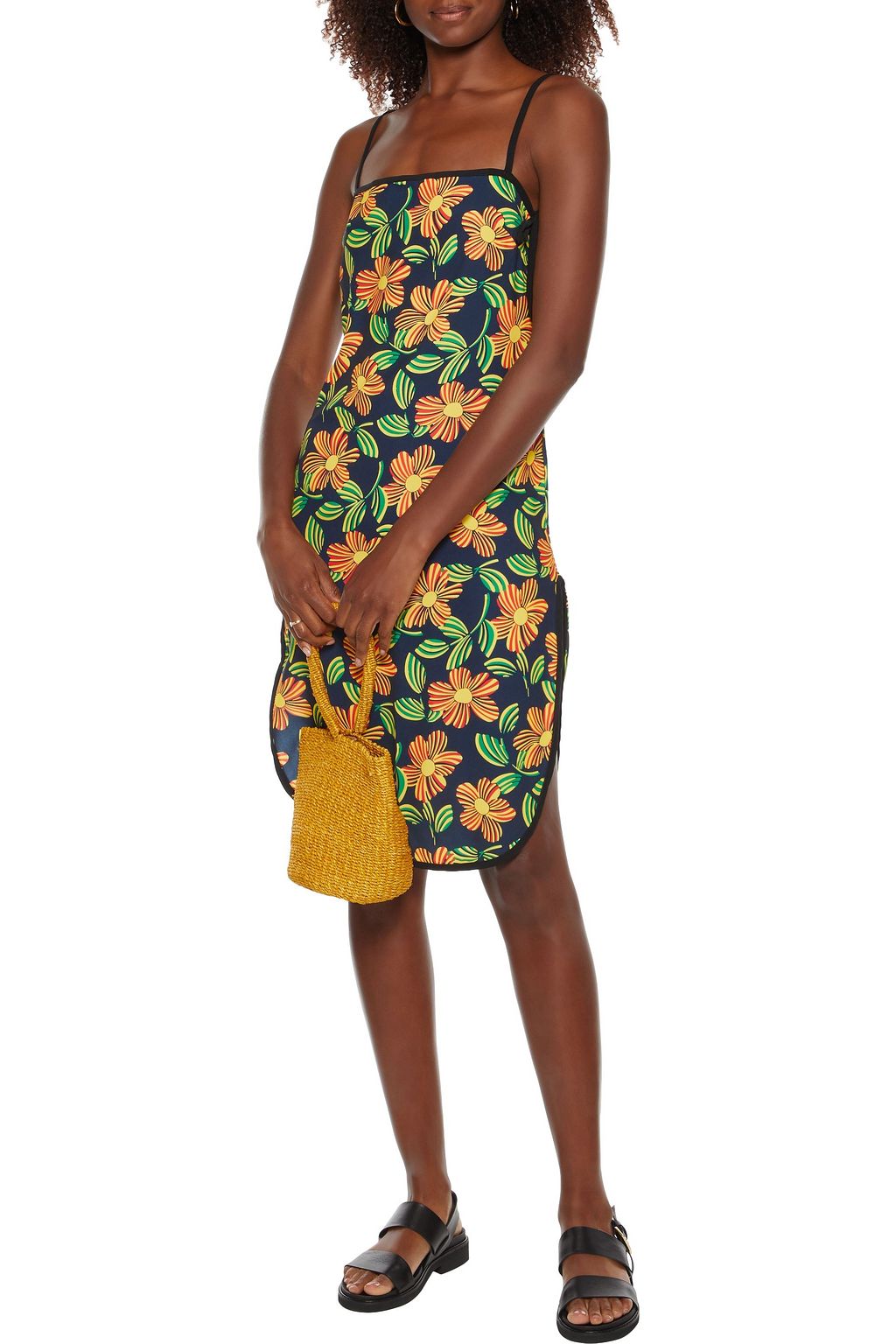 SOLID & STRIPED The Disco tie-detailed floral-print crepe de chine dress