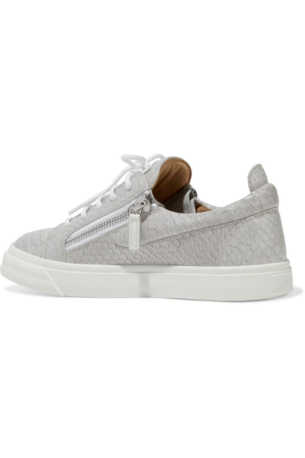 GIUSEPPE ZANOTTI Frankie zip-detailed snake-effect leather sneakers
