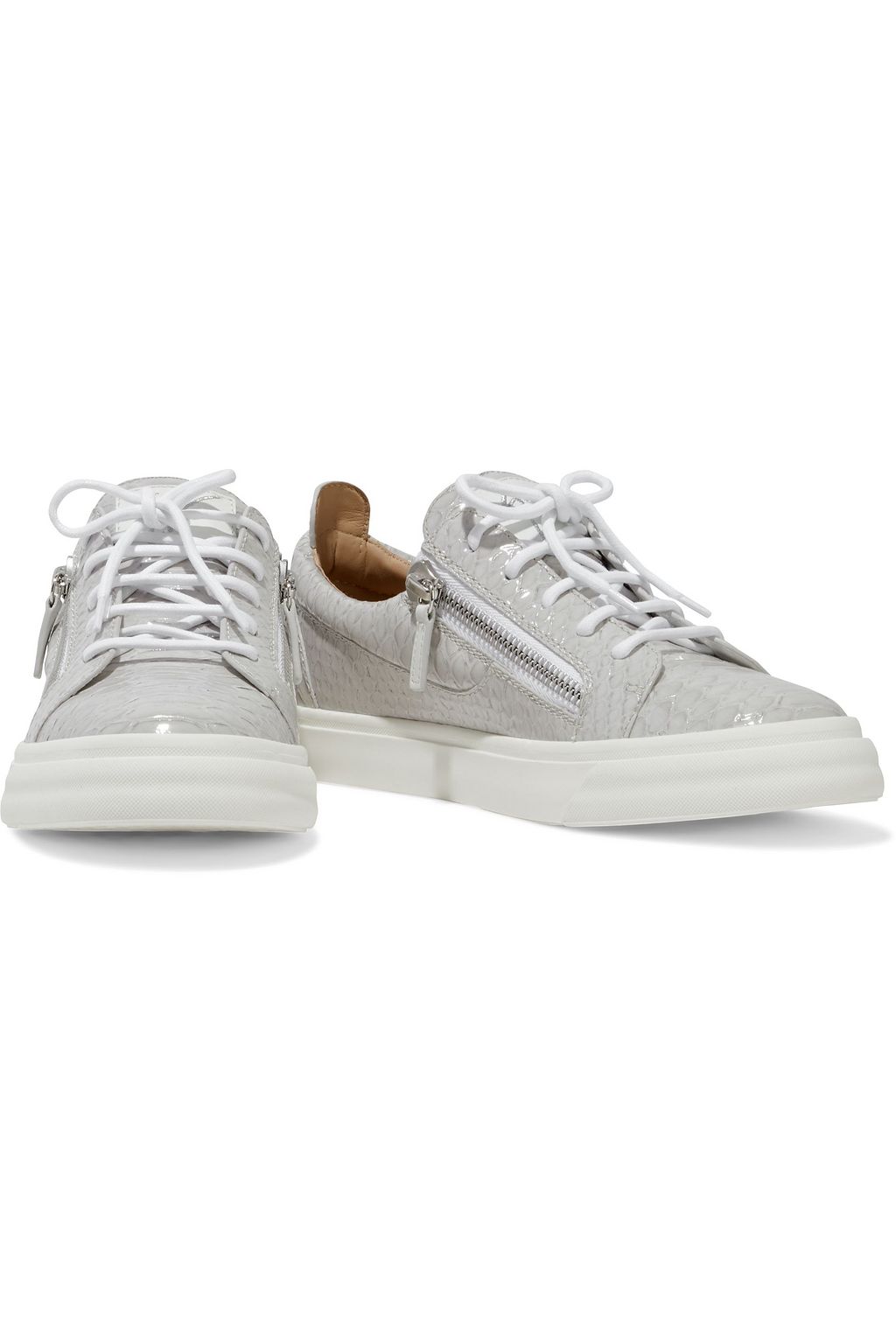 GIUSEPPE ZANOTTI Frankie zip-detailed snake-effect leather sneakers