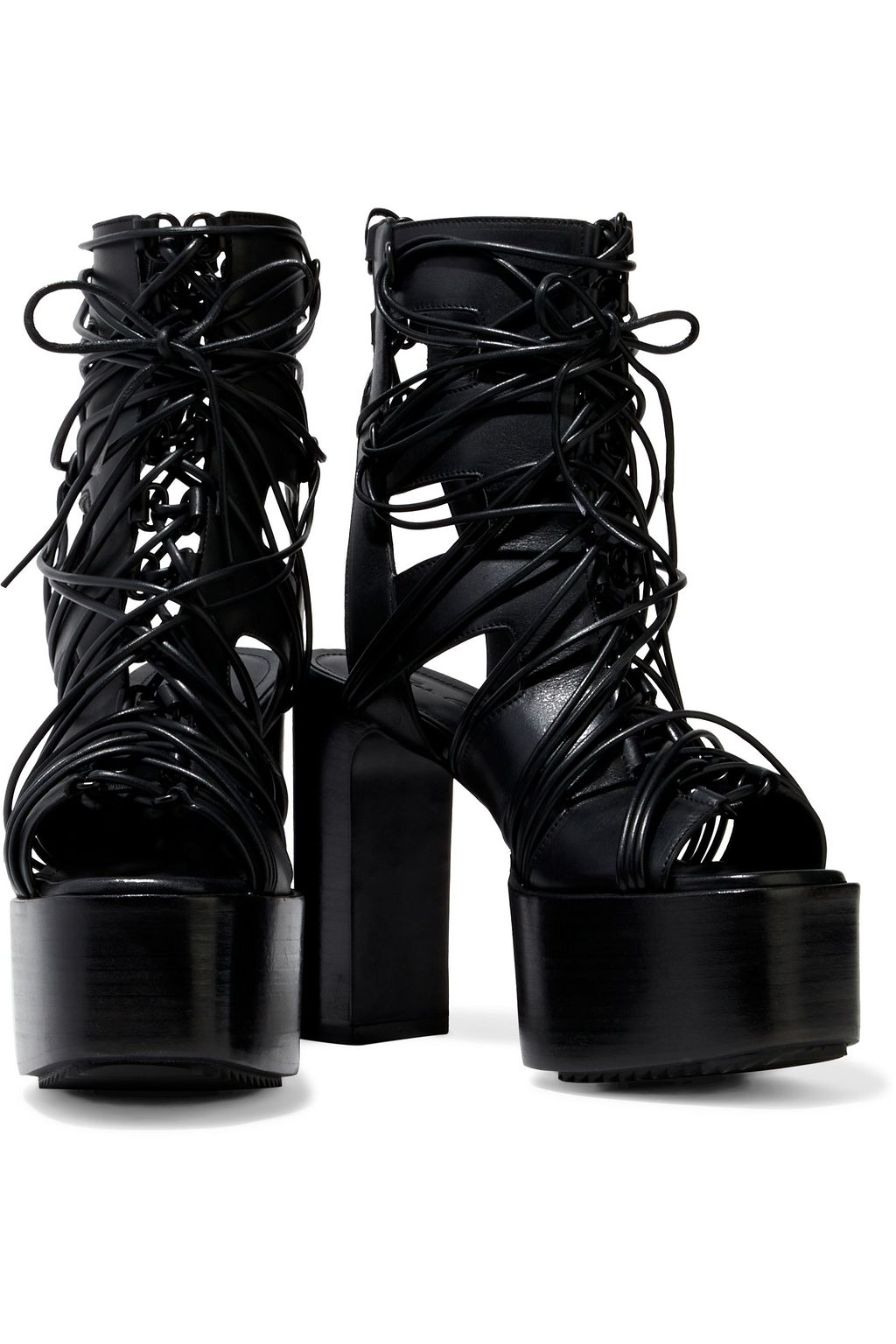 RICK OWENS Megalaced Kiss cutout leather platform sandals