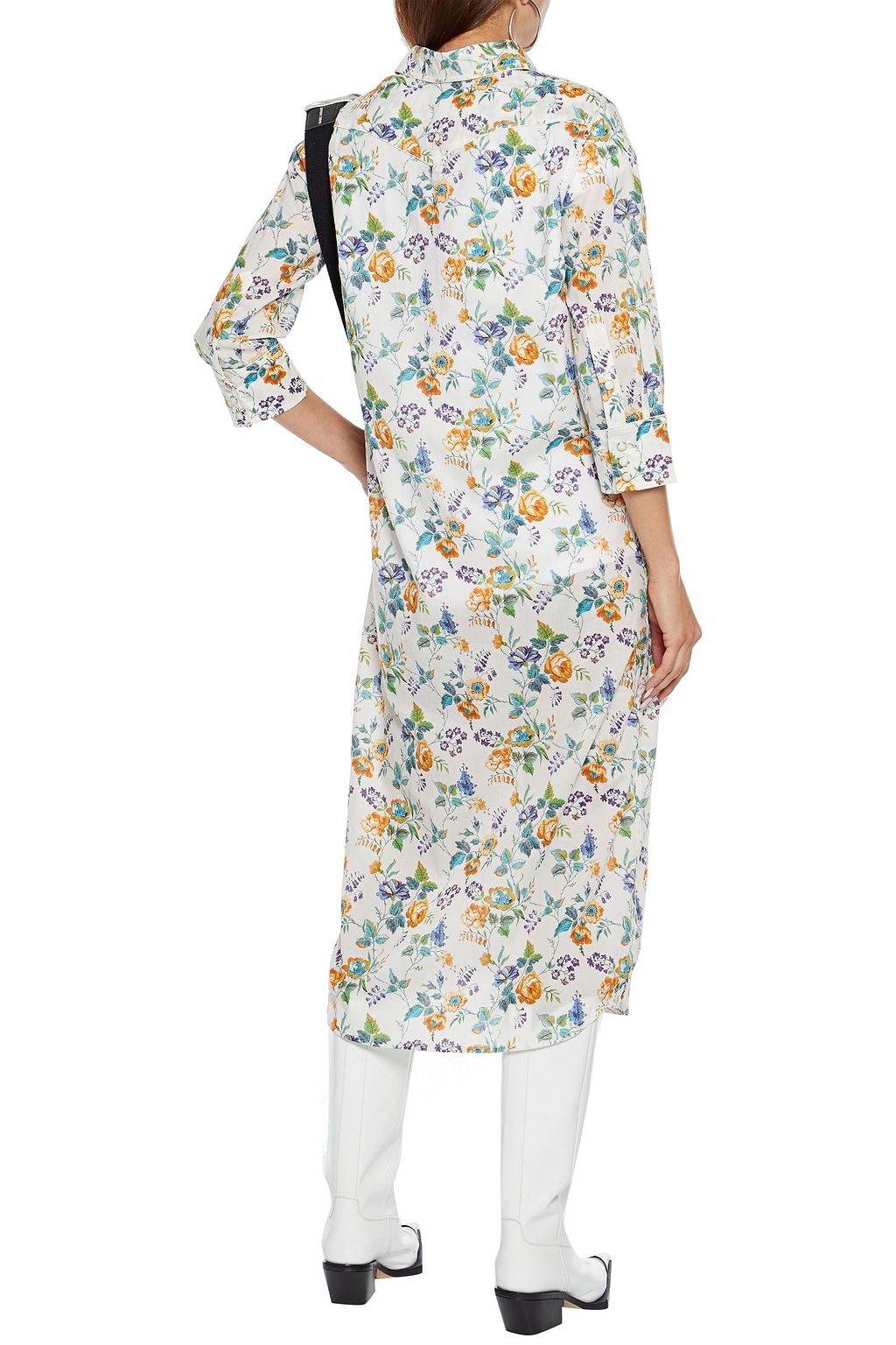 R13 Cowboy leopard-print cupro-satin midi shirt dress