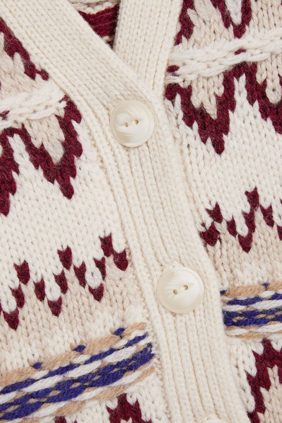 Rag & Bone Willow Fair Isle Wool Cardigan In Ivory