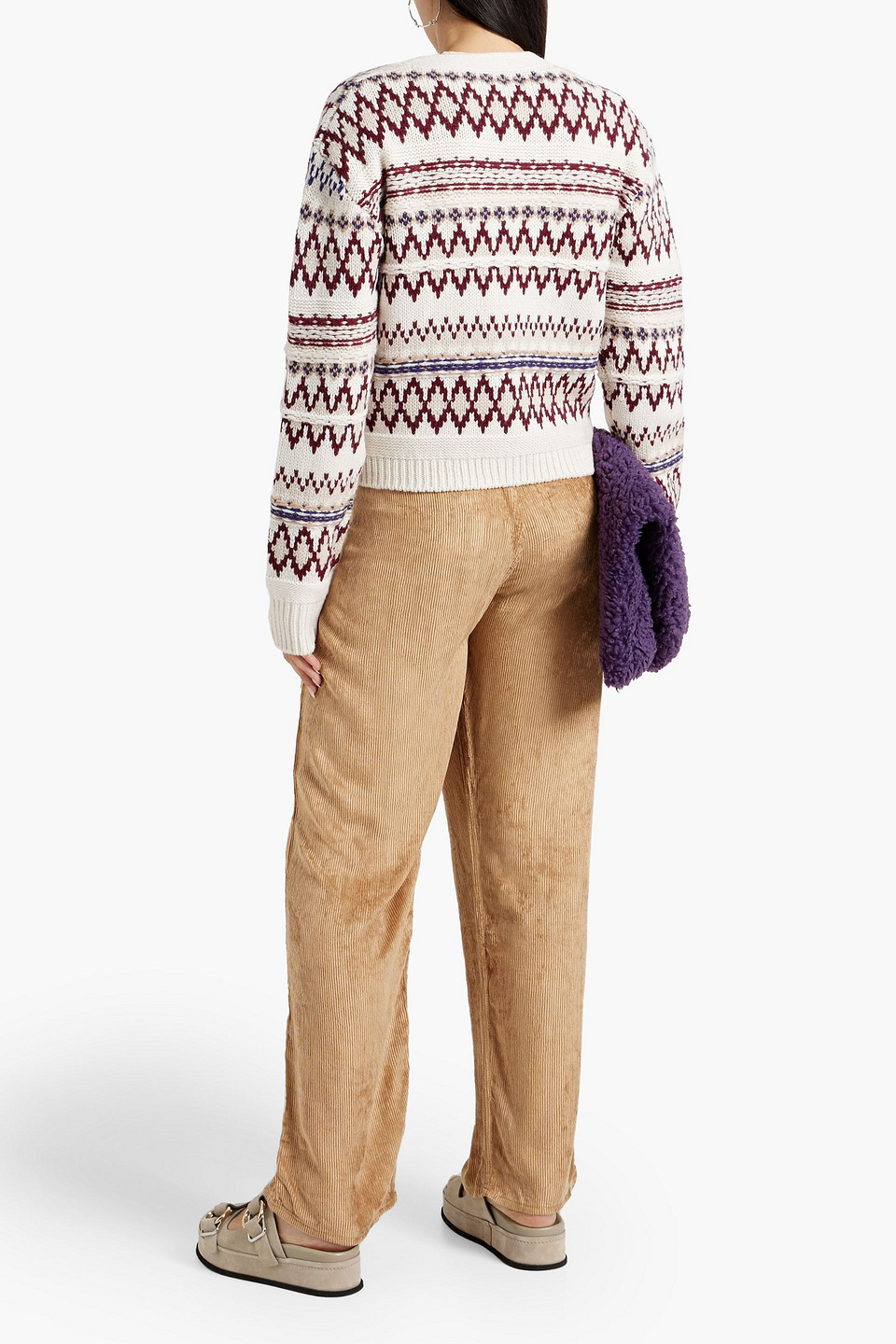 Rag & Bone Willow Fair Isle Wool Cardigan In Ivory