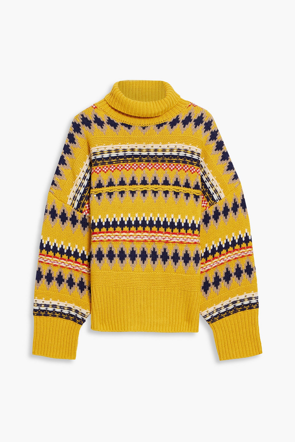 Rag & Bone Willow Fair Isle Wool Turtleneck Sweater In Yellow