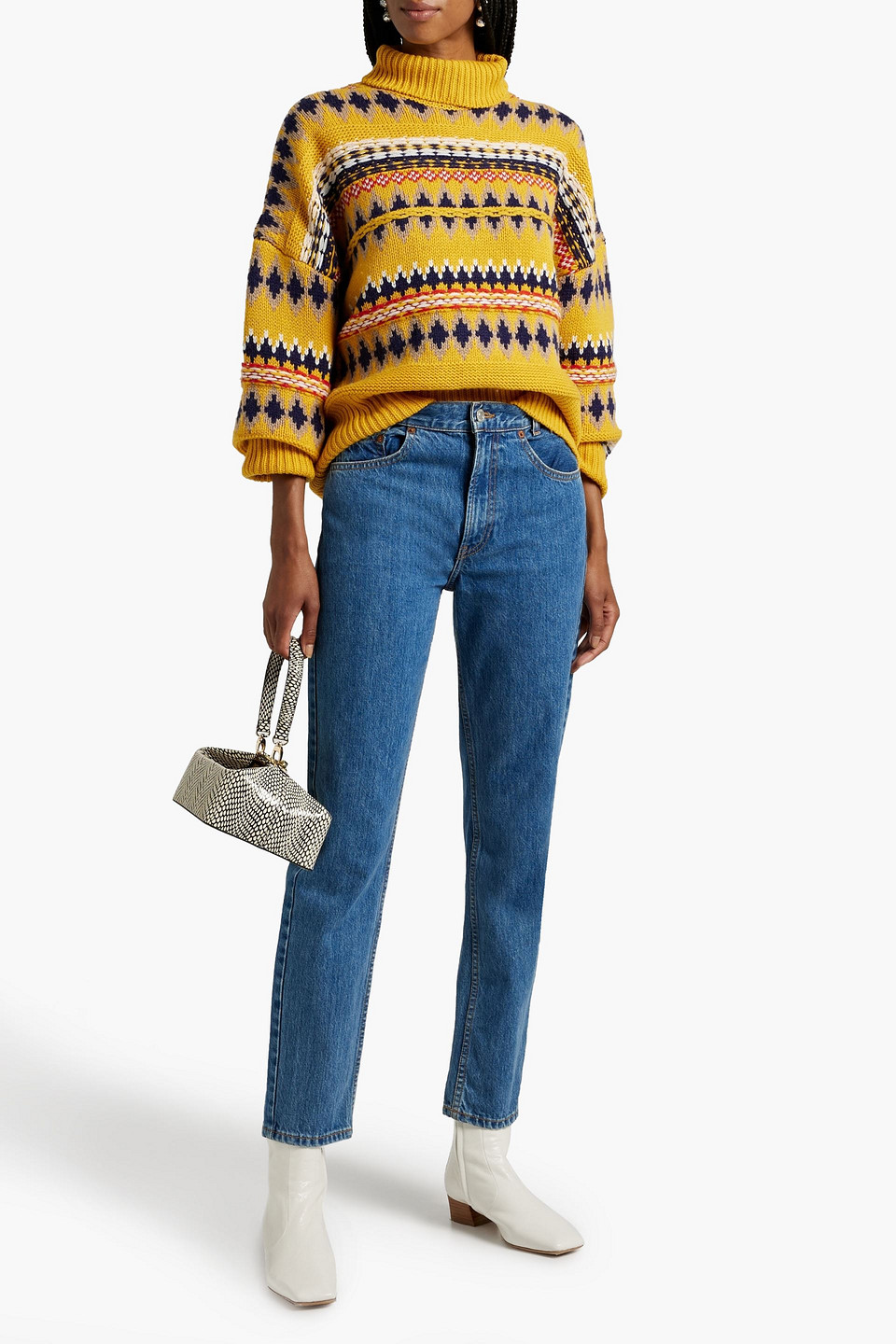 Rag & Bone Willow Fair Isle Wool Turtleneck Sweater In Yellow
