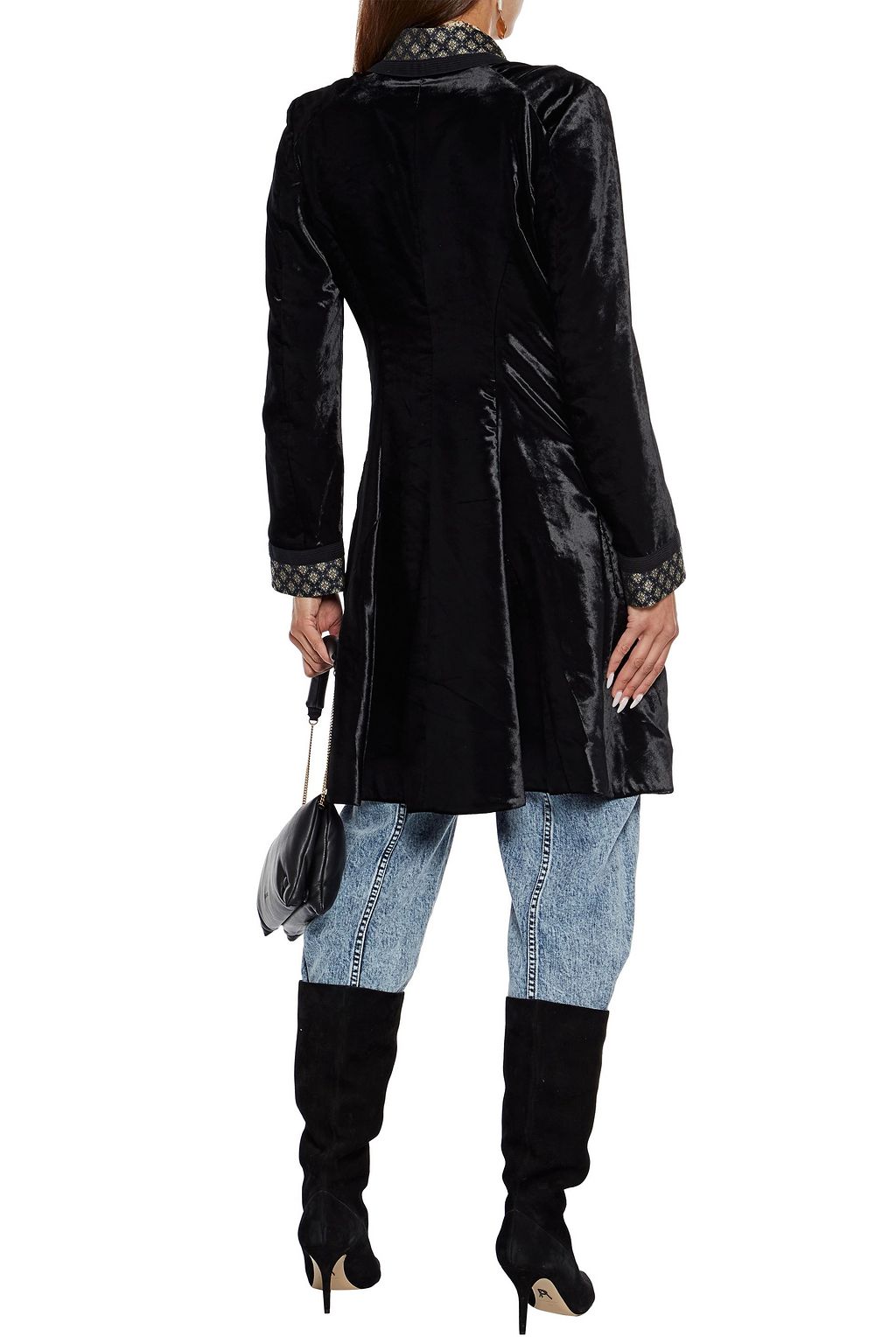 ETRO Button-embellished jacquard-trimmed velvet jacket