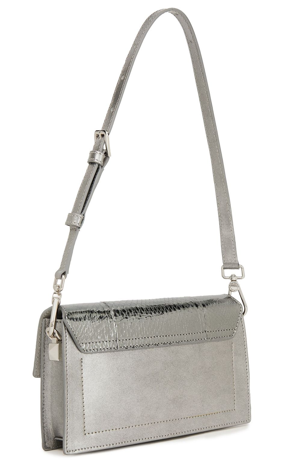 FURLA Diva mini metallic snakeskin and leather shoulder bag