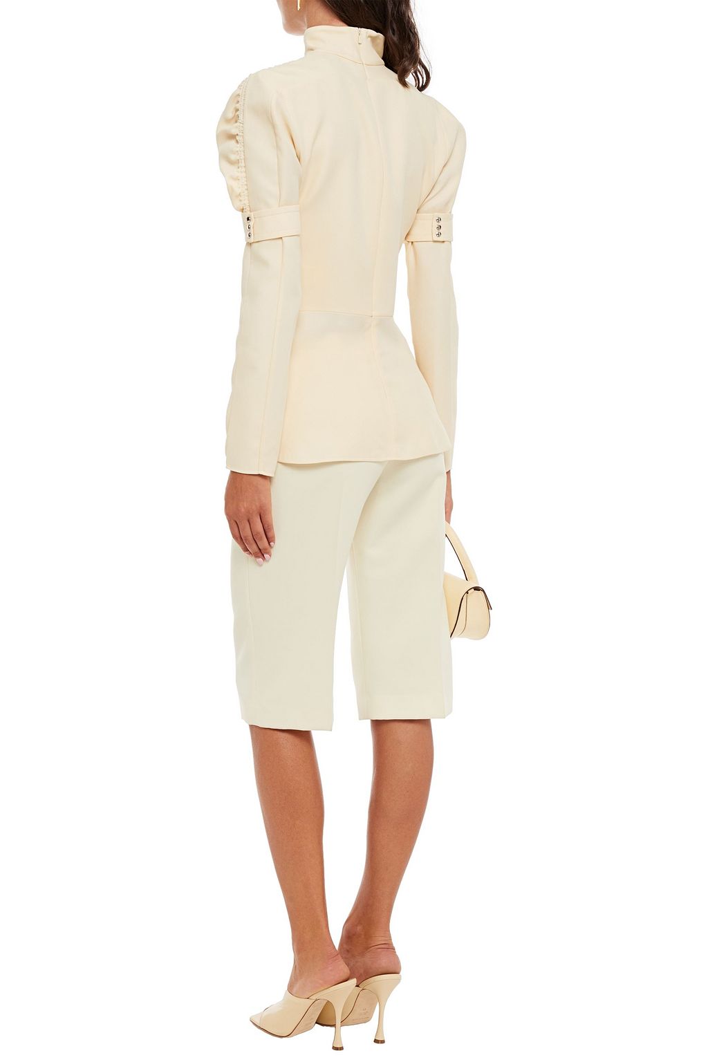 CHLOÉ カットアウト シルク混クレープ ぺプラムブラウス