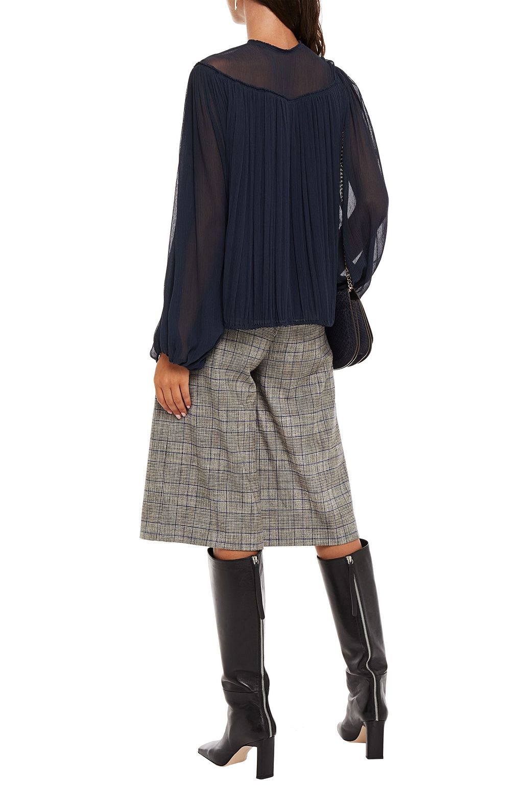CHLOÉ Plissé silk-georgette blouse