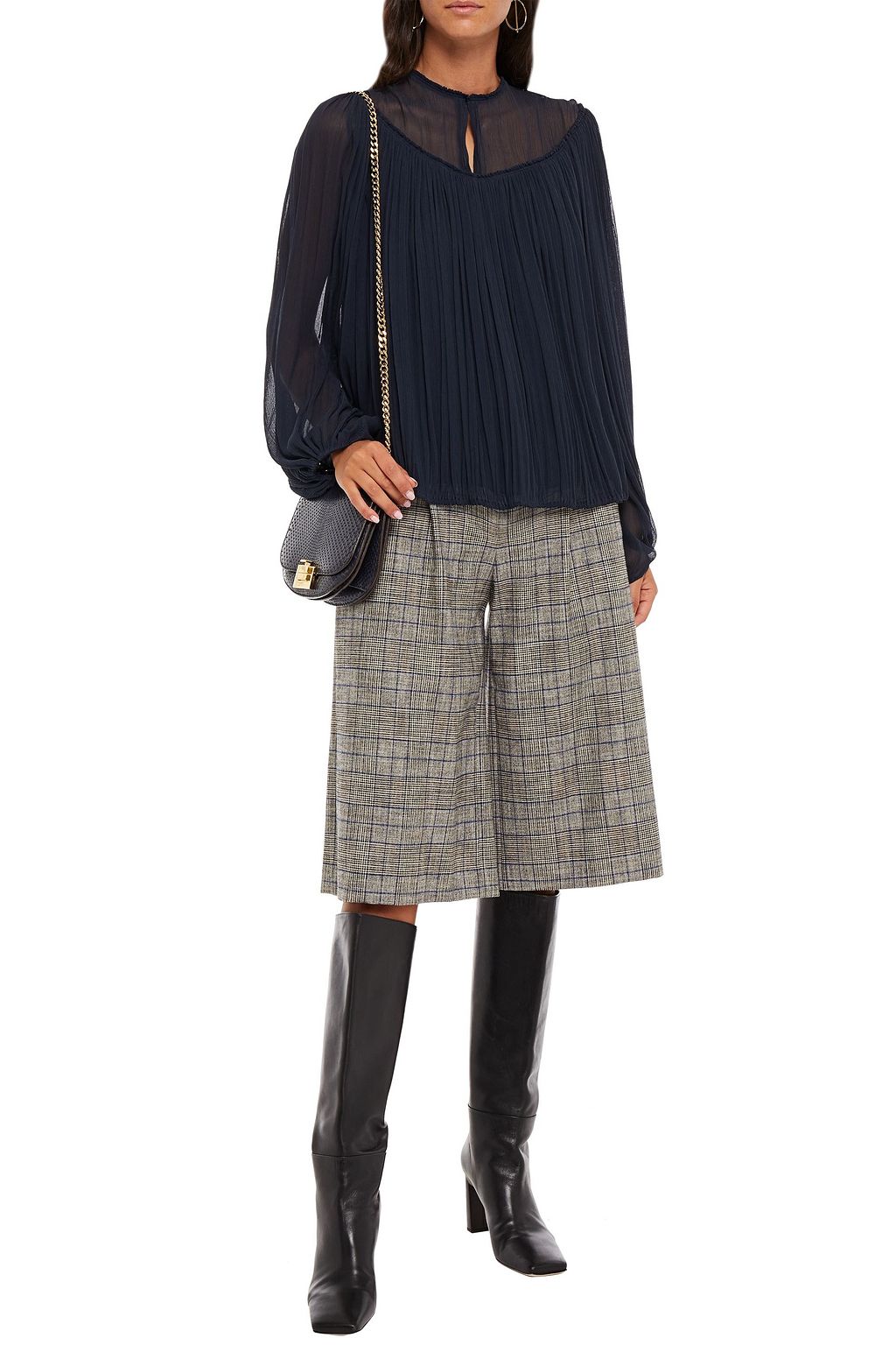 CHLOÉ Plissé silk-georgette blouse