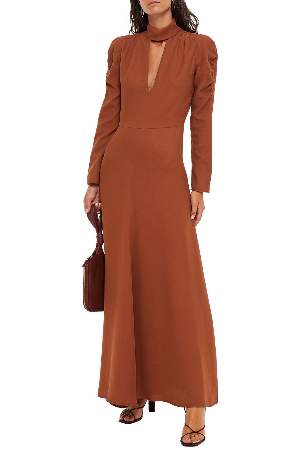 CHLOÉ Cutout silk-blend crepe maxi dress