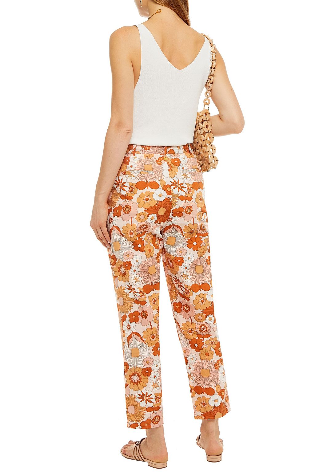 ANTIK BATIK Paula cropped printed cotton-poplin tapered pants