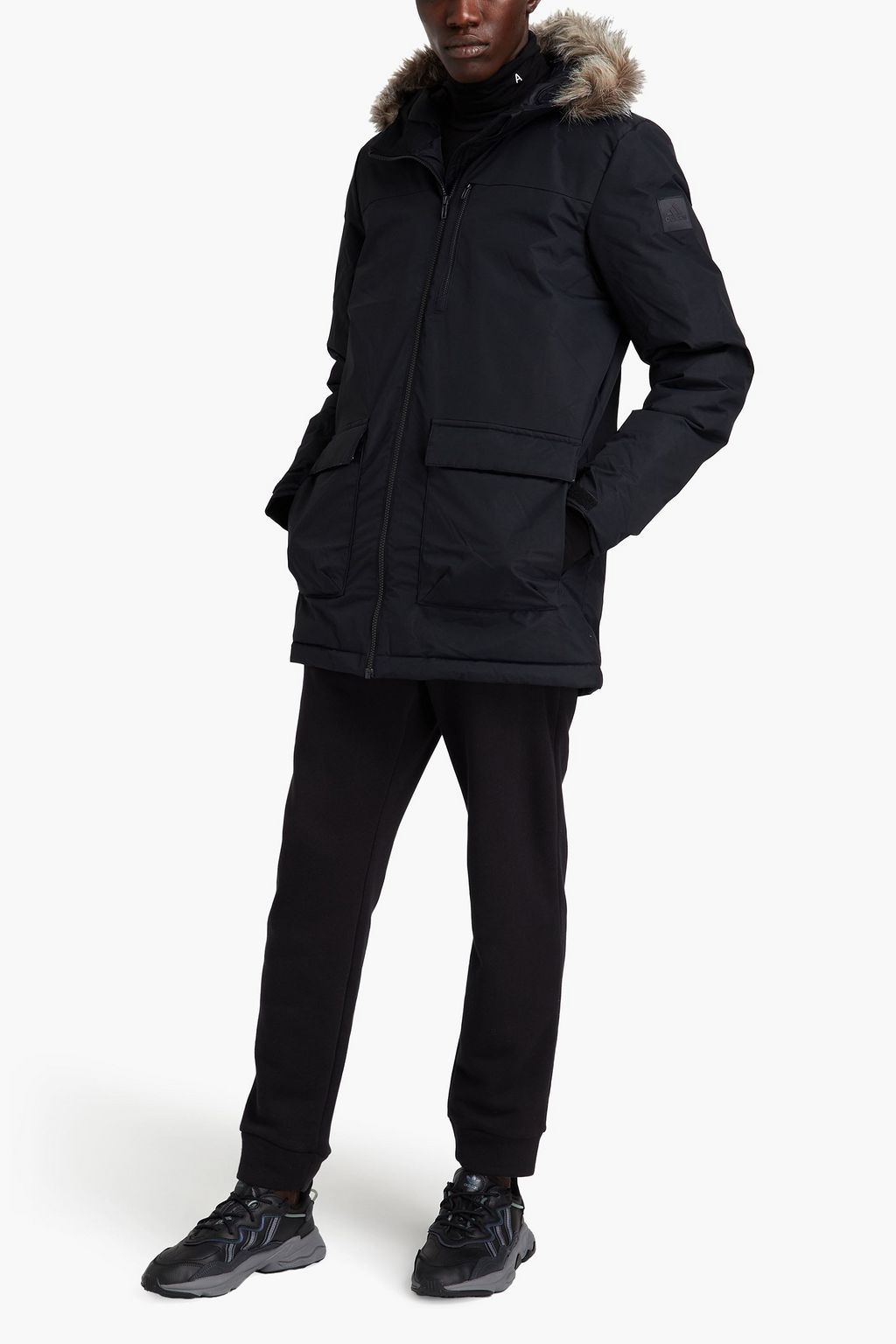 ADIDAS Xploric faux shearling-trimmed shell hooded parka