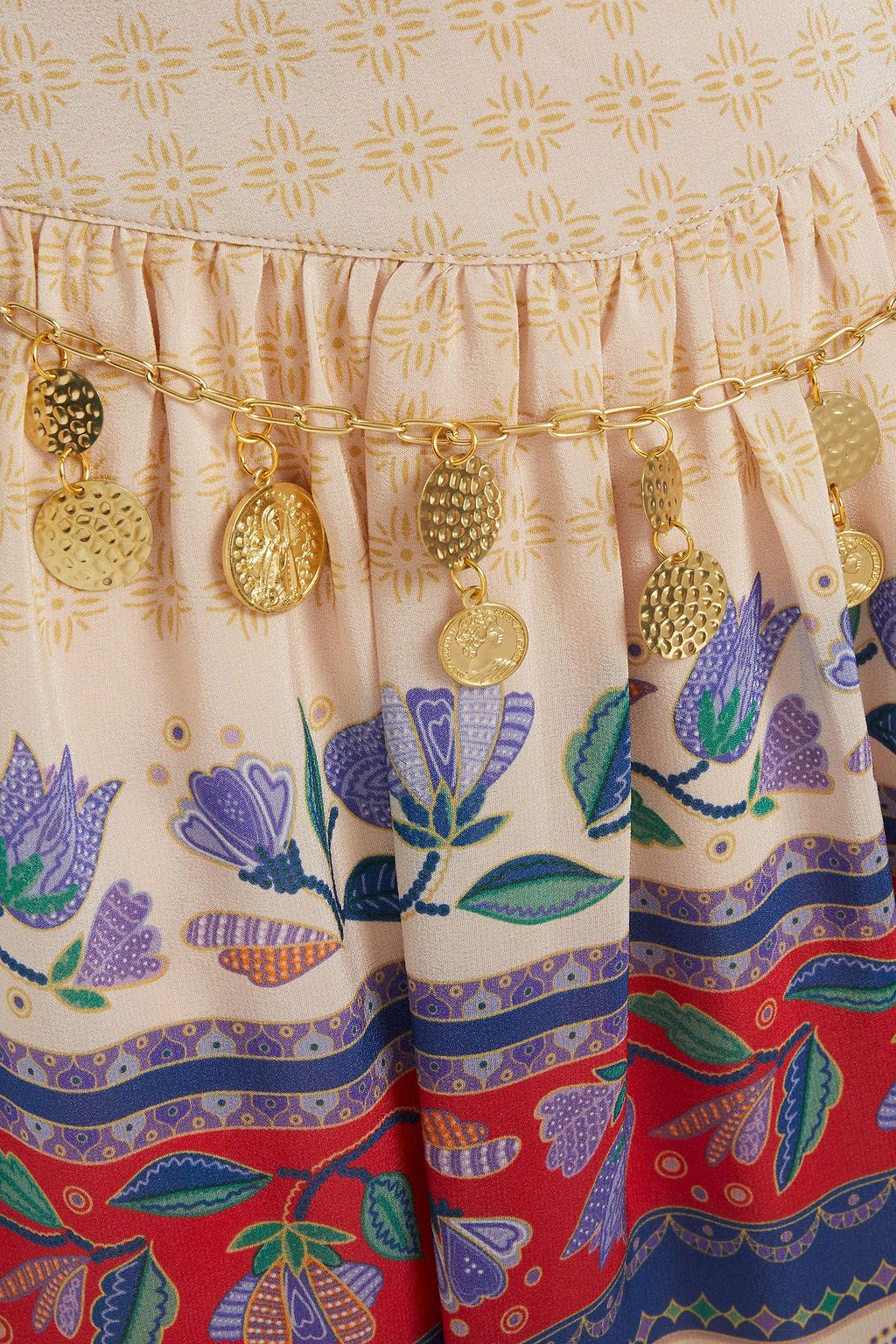 ANTIK BATIK Christina embellished printed silk crepe de chine skirt