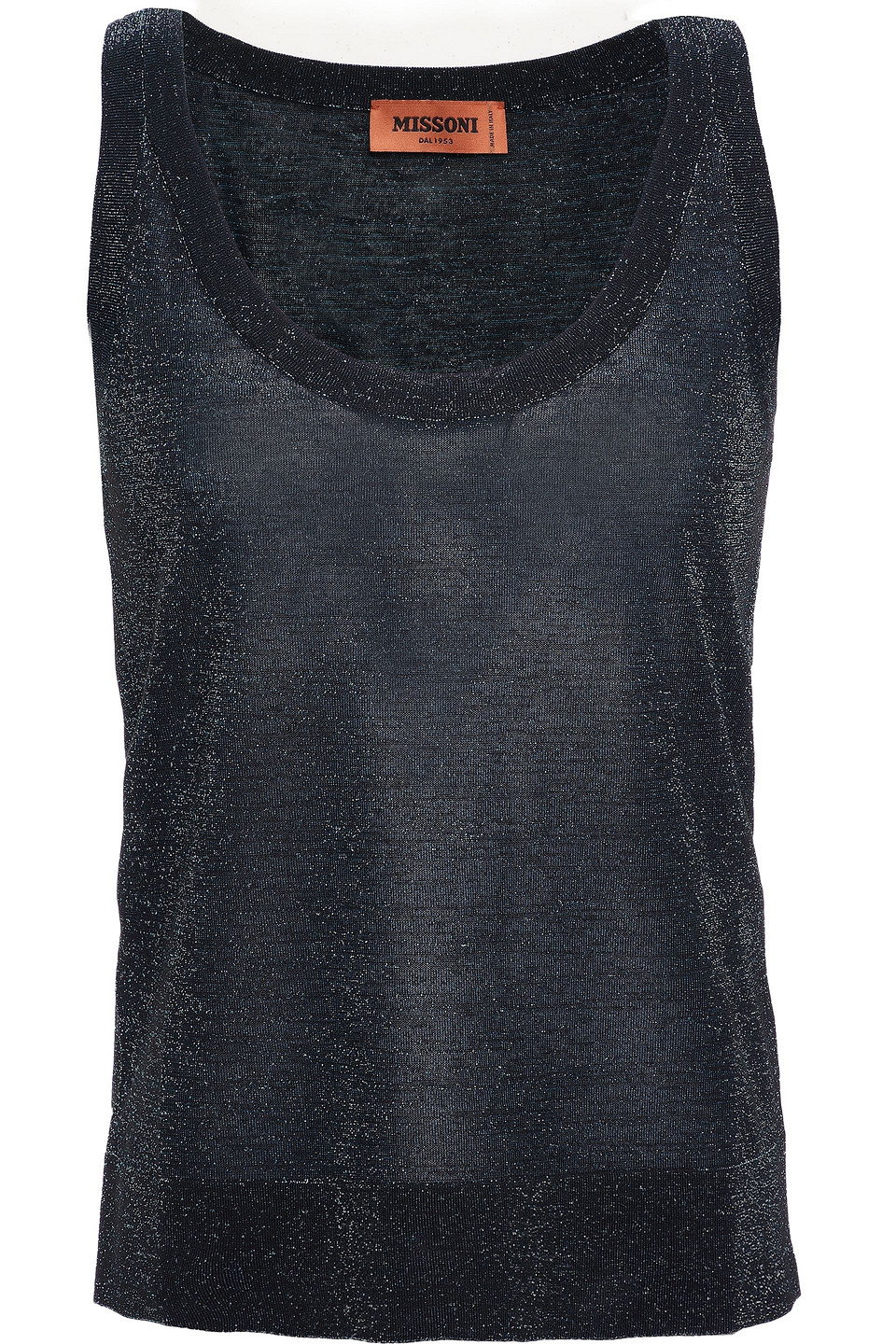 Missoni Woman Metallic Knitted Top Storm Blue Size 40