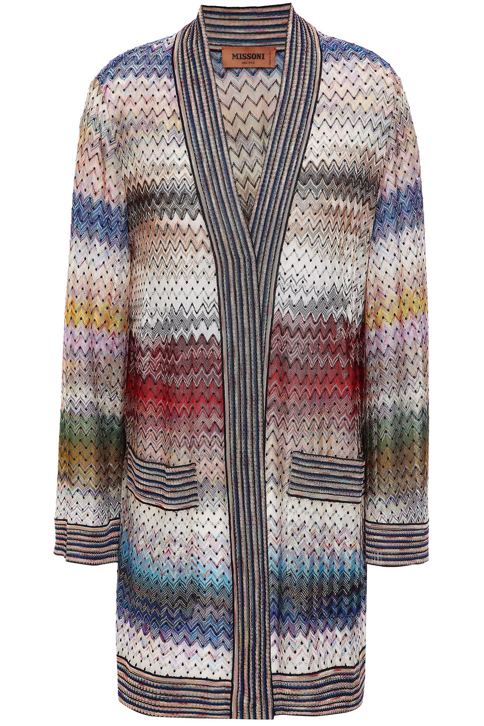 Missoni Woman Embroidered Crochet-knit Cardigan Royal Blue Size 40