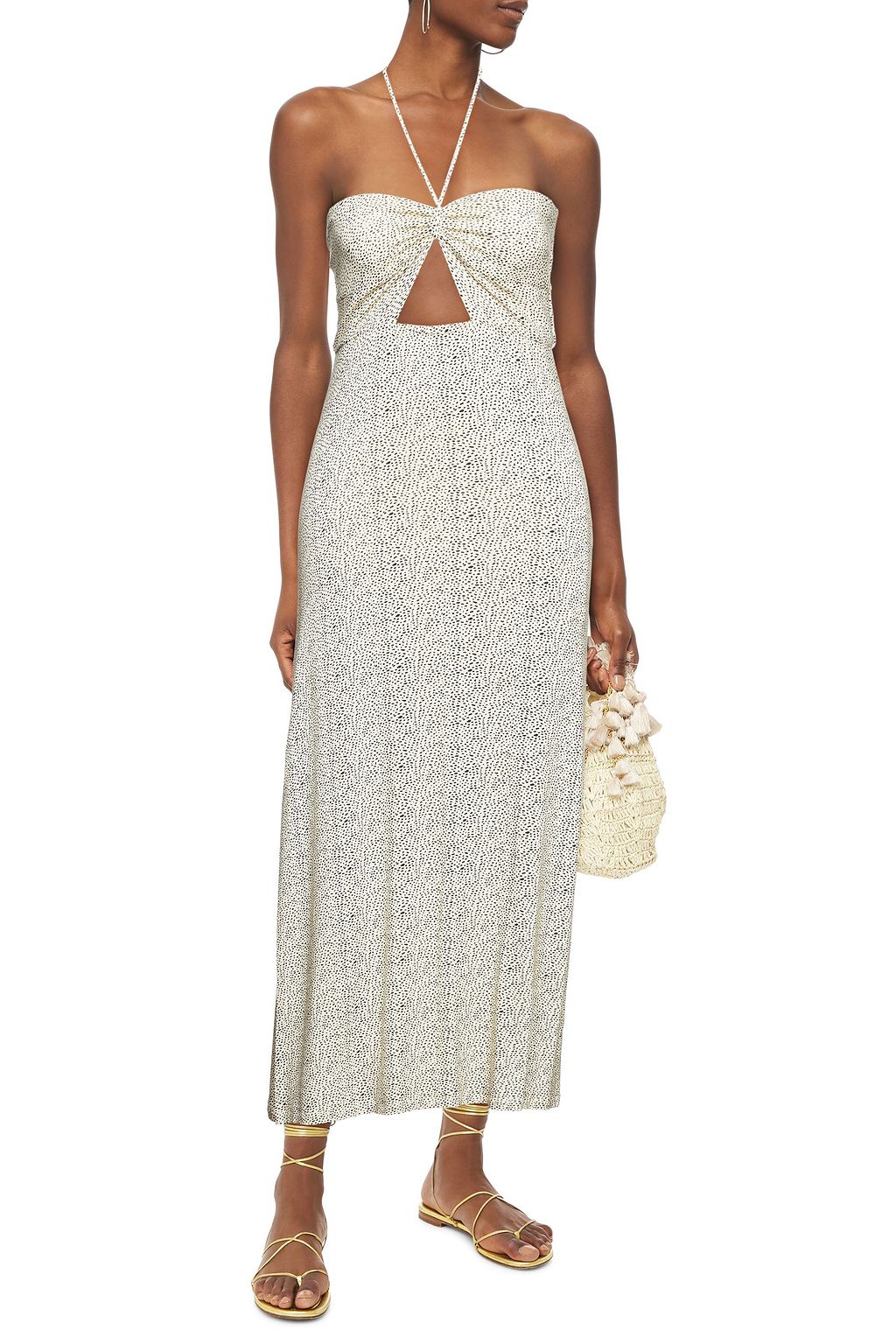 VIX PAULA HERMANNY Cutout ruched printed jersey midi dress