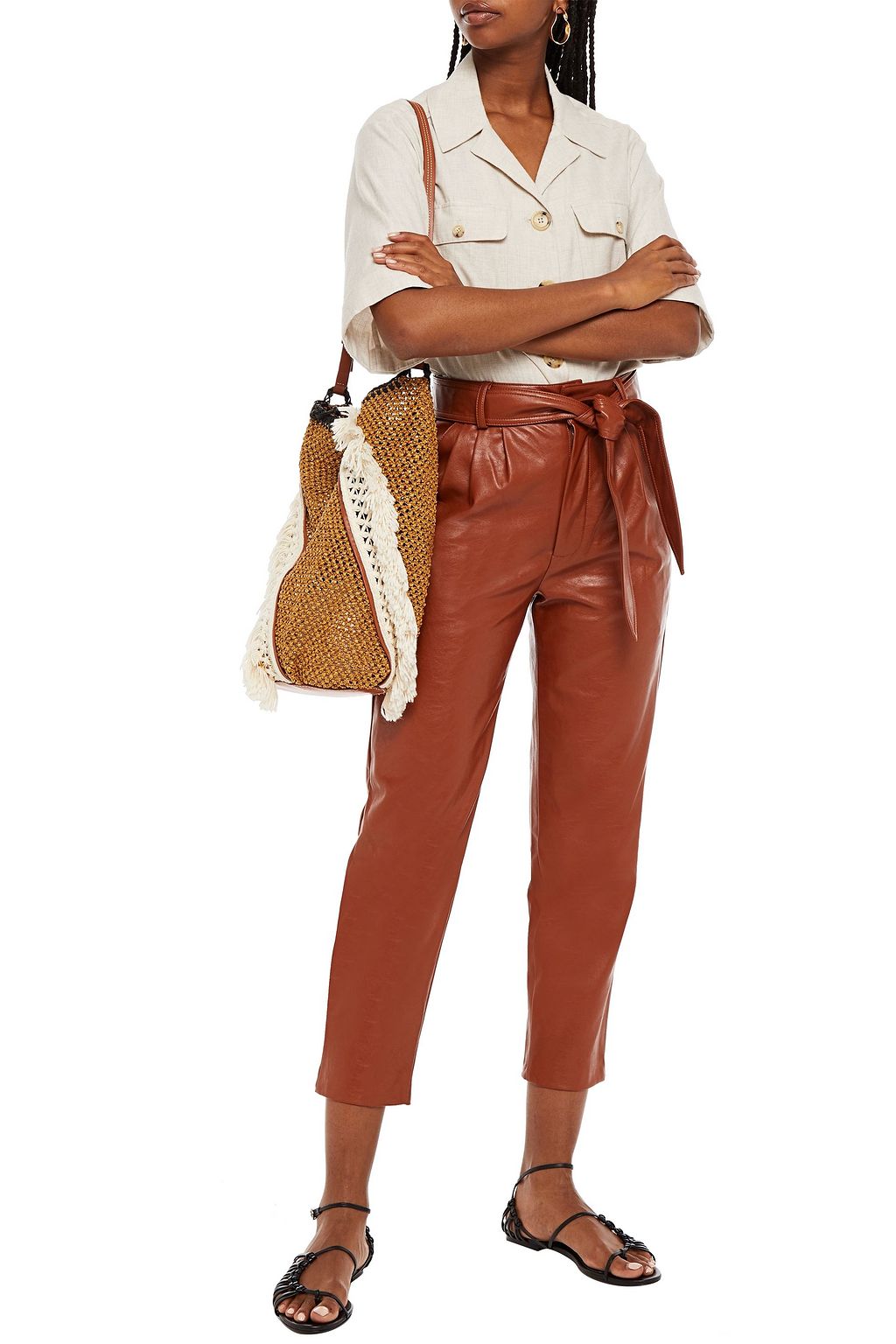 ANTIK BATIK Meryl cropped faux leather tapered pants