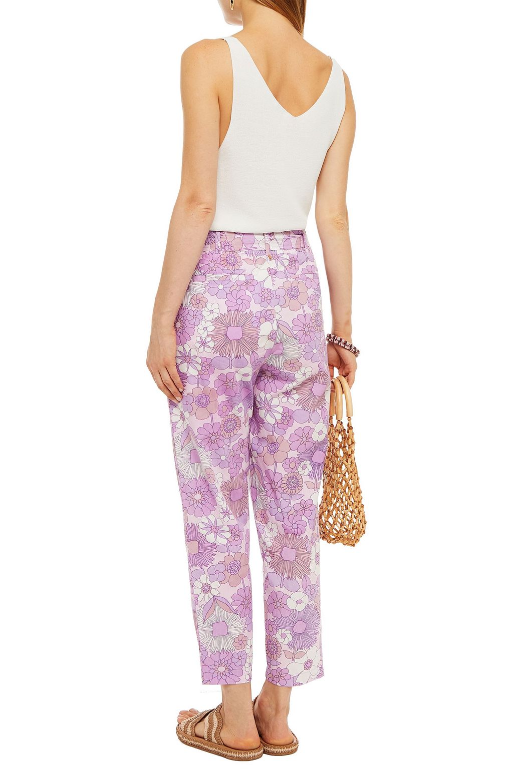 ANTIK BATIK Paula cropped printed cotton-poplin tapered pants