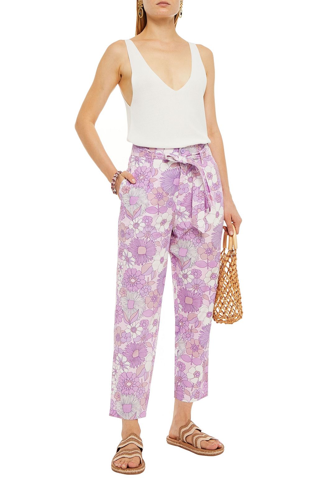 ANTIK BATIK Paula cropped printed cotton-poplin tapered pants